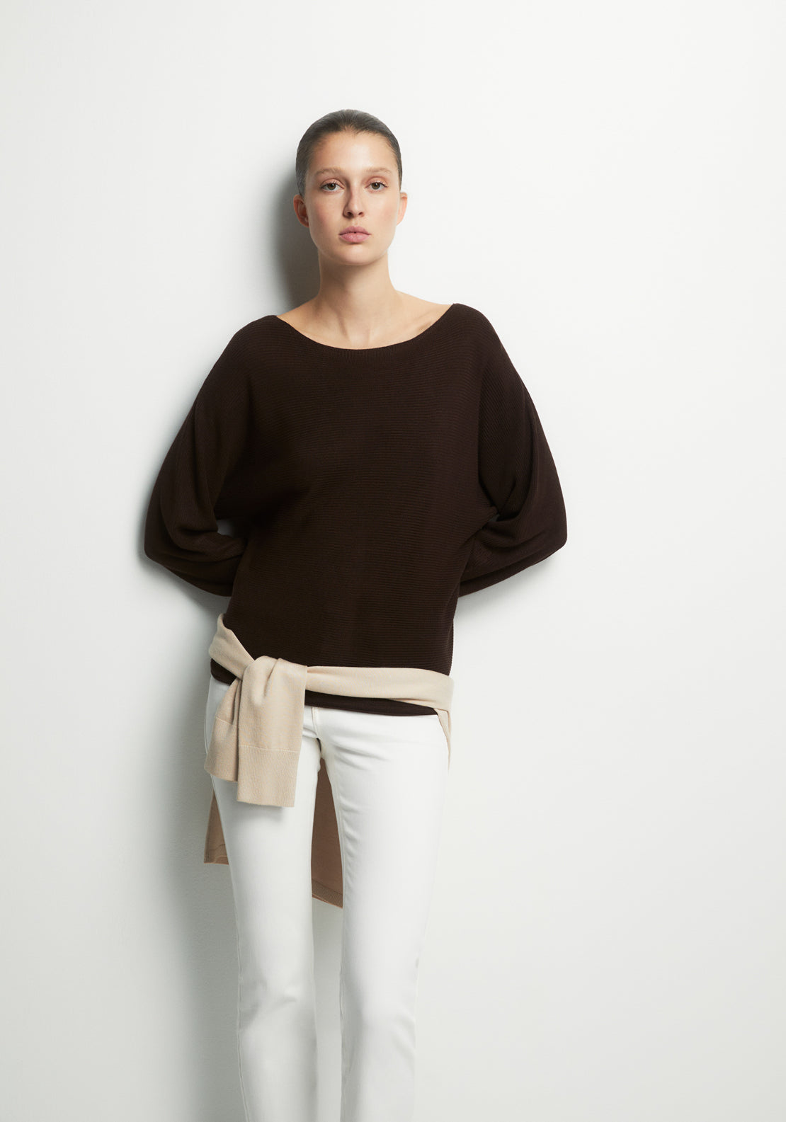 Batwing Sleeve Sweater - Brown