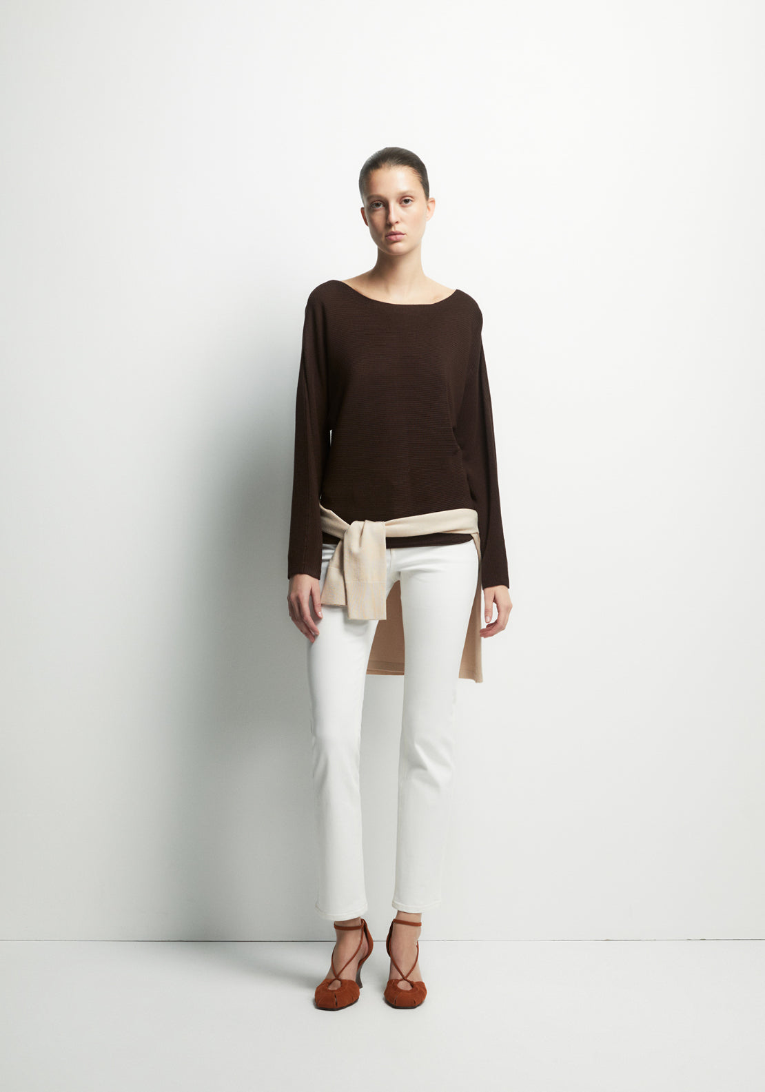 Batwing Sleeve Sweater - Brown