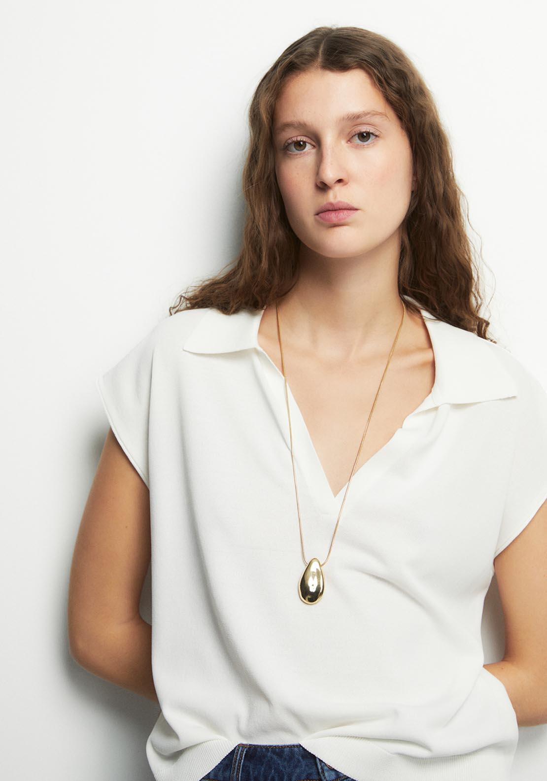 Knit Polo Sweater - White