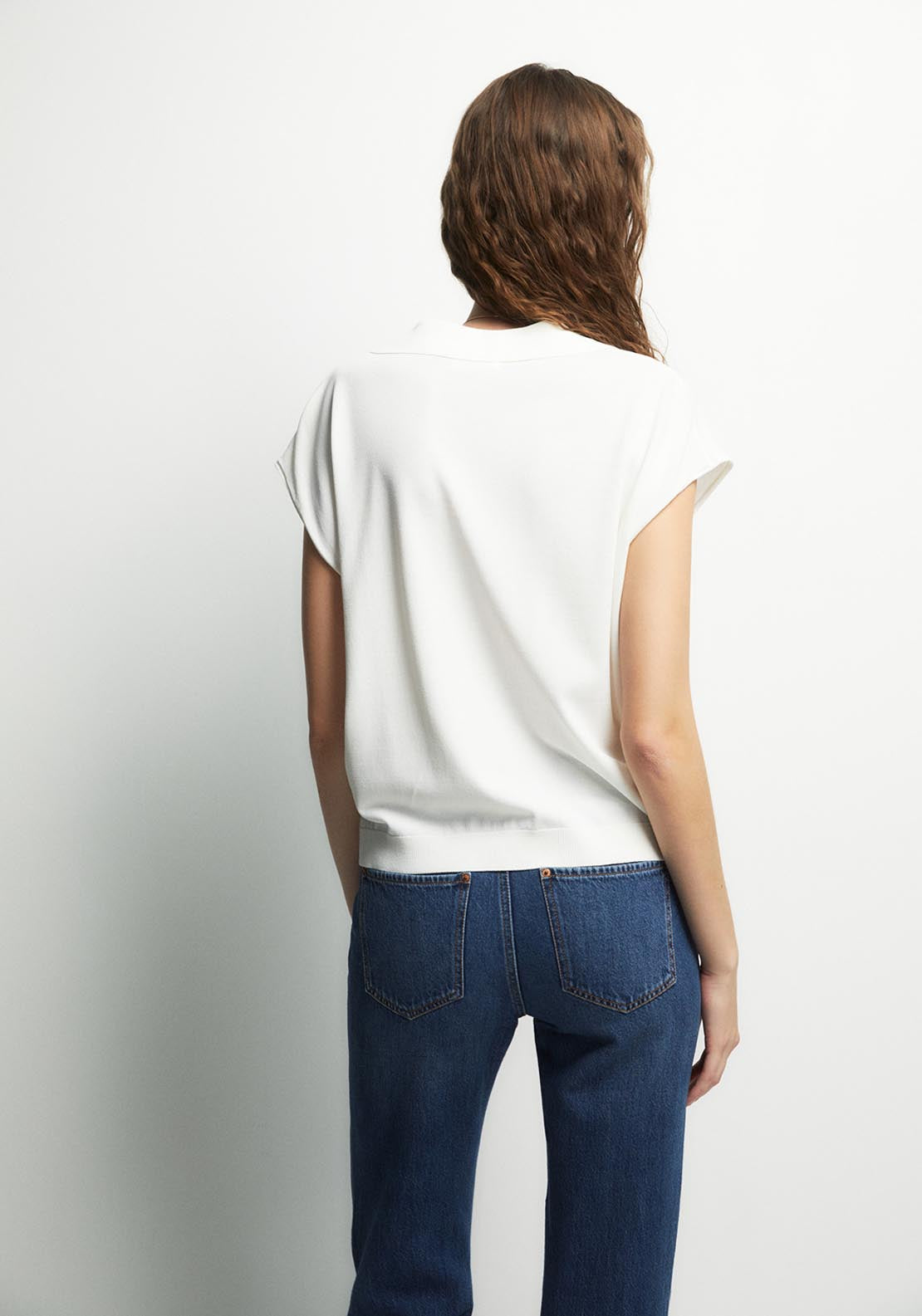 Knit Polo Sweater - White