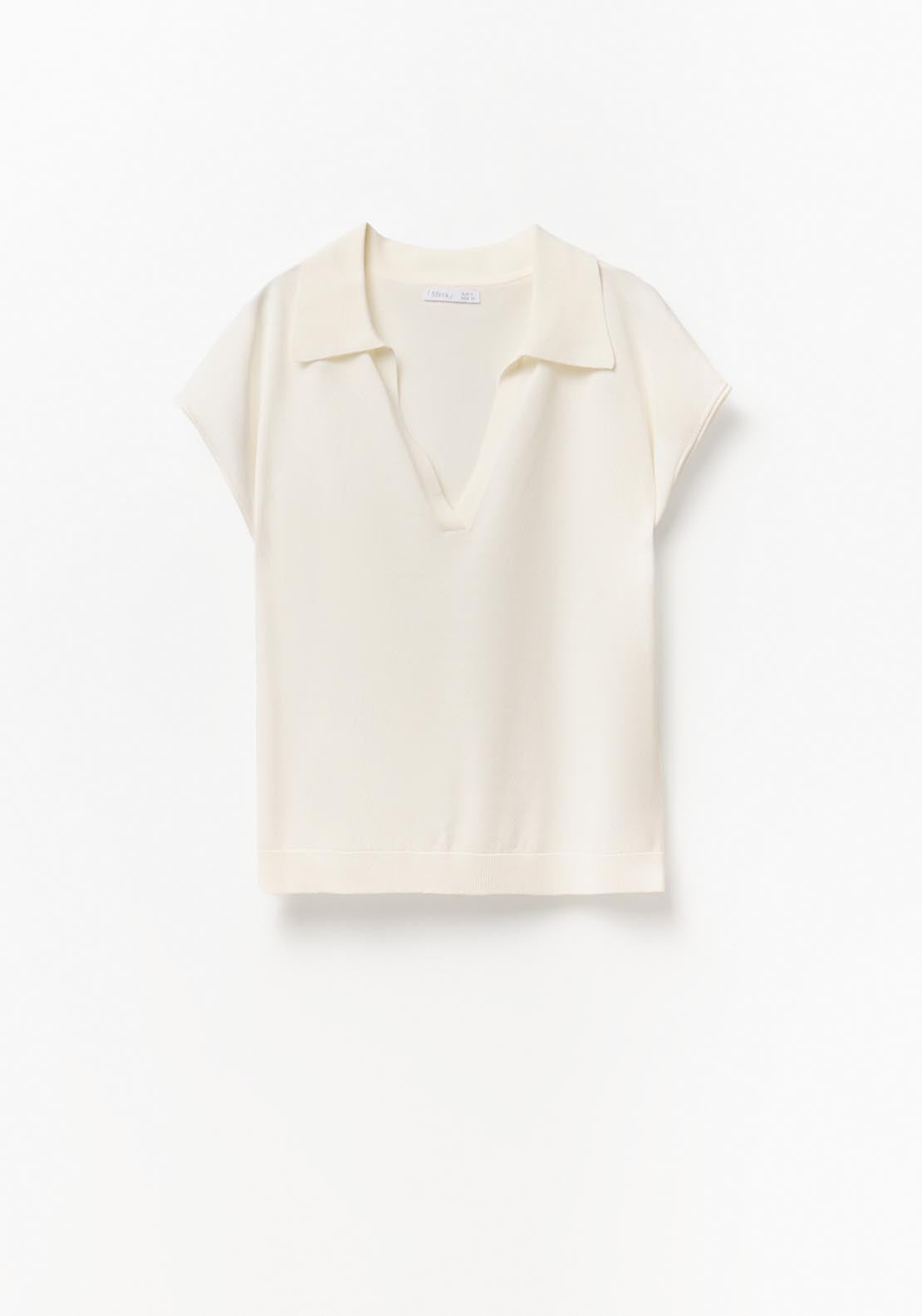 Knit Polo Sweater - White