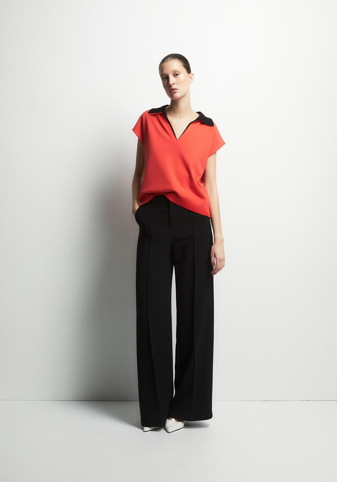 Knit Polo Sweater - Red