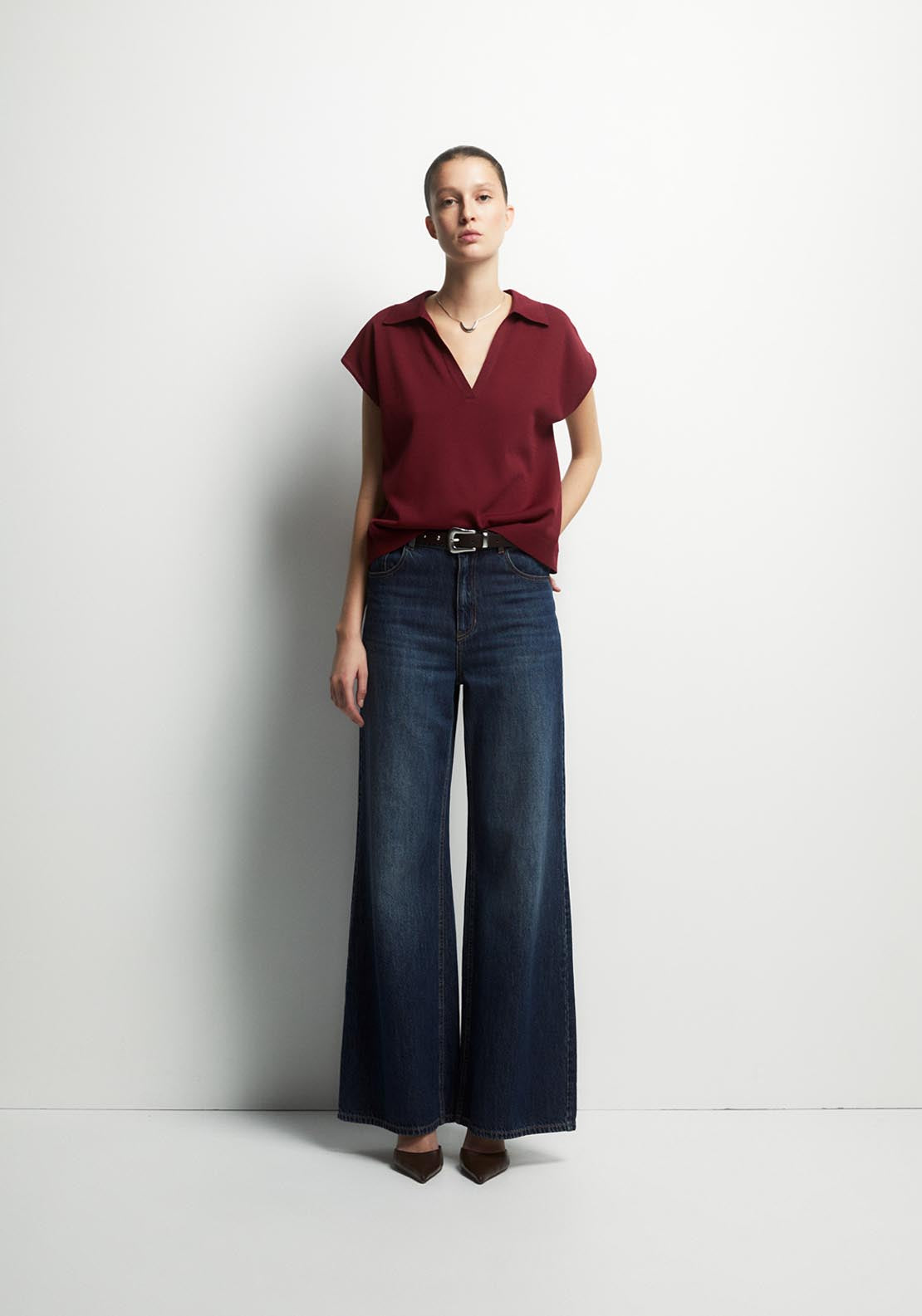 Sfera Cap Sleeve Knit Polo Sweater - Red 4 Shaws Department Stores