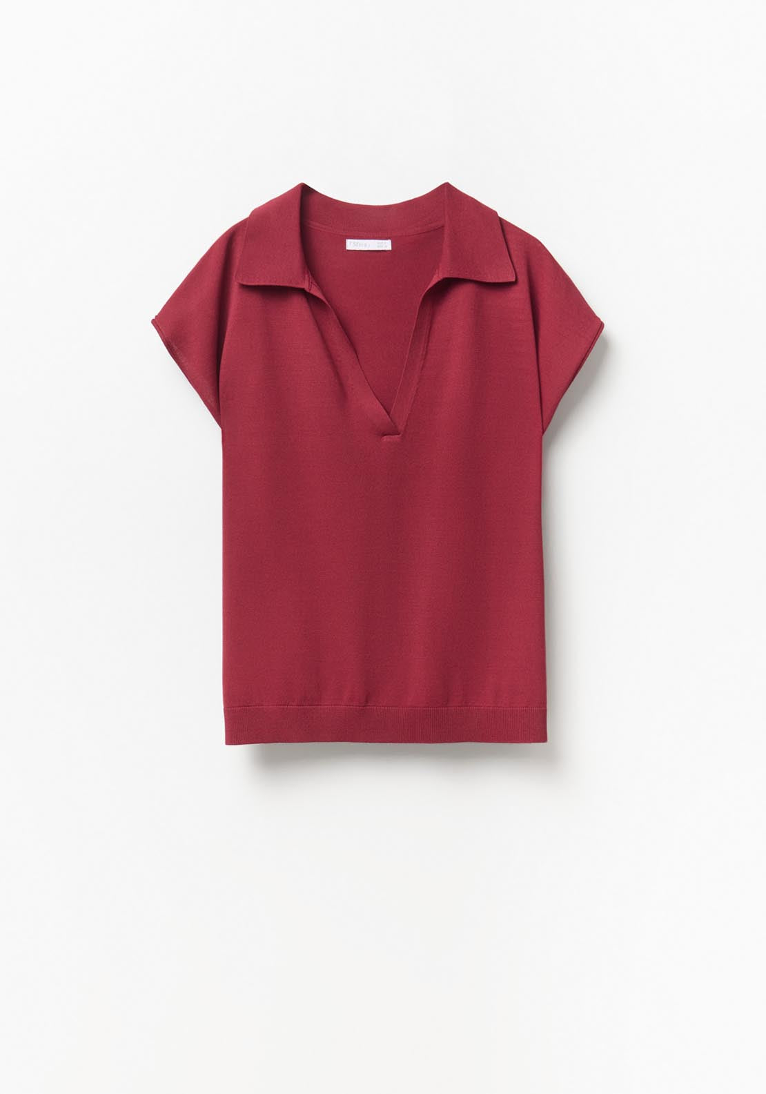 Sfera Cap Sleeve Knit Polo Sweater - Red 5 Shaws Department Stores