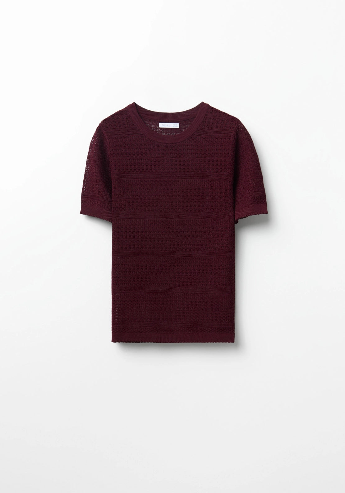 Short Sleeve Openwork Sweater - Red