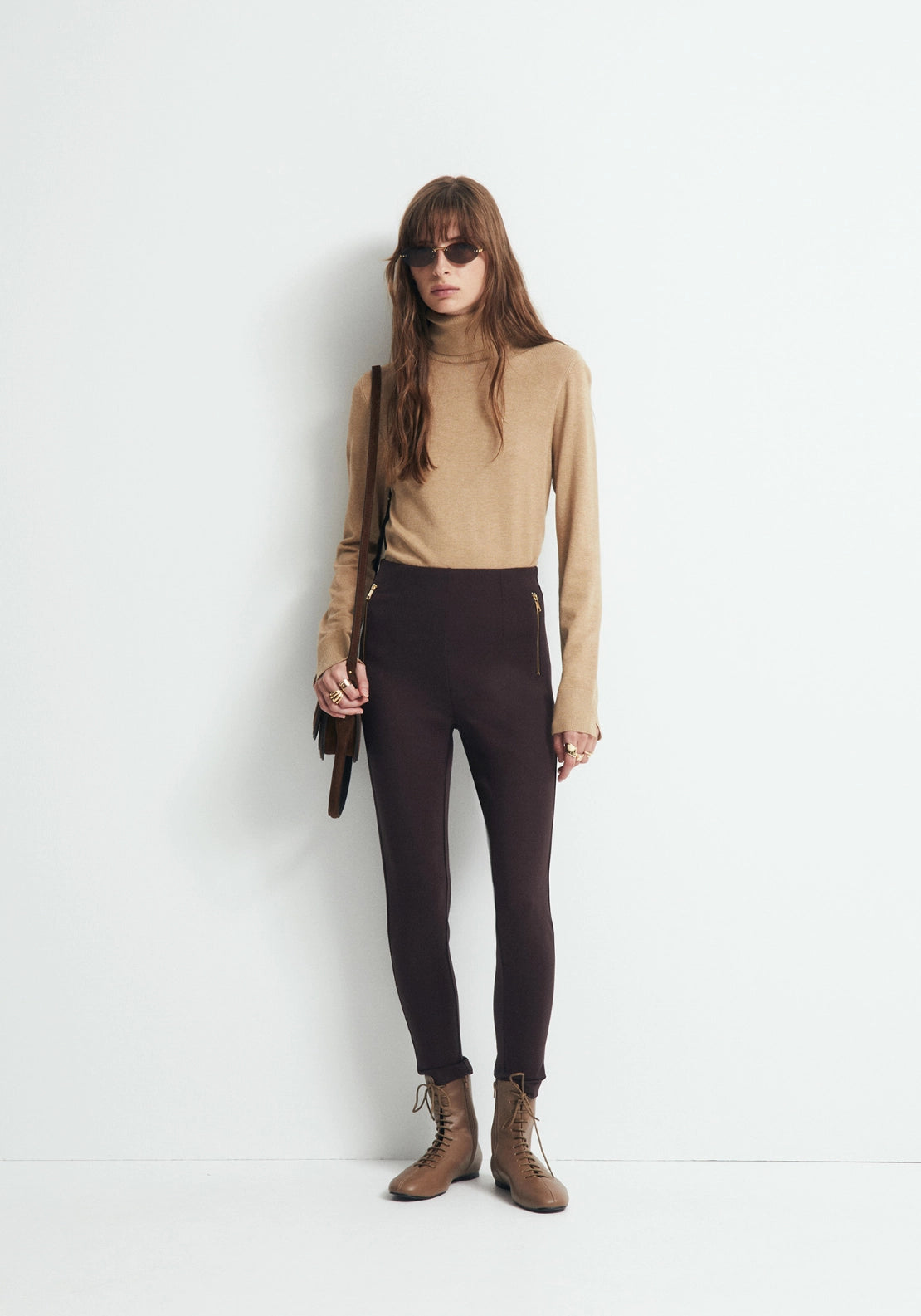 Long Sleeve Roll Neck Jumper - Beige