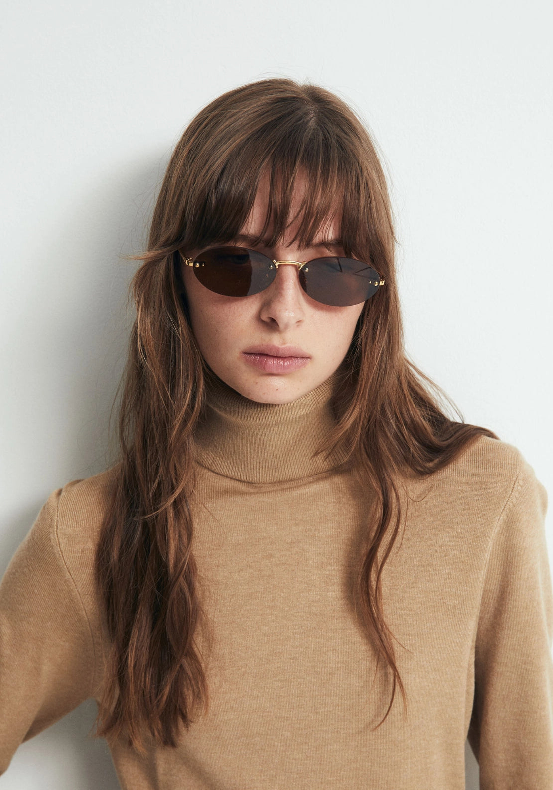 Long Sleeve Roll Neck Jumper - Beige