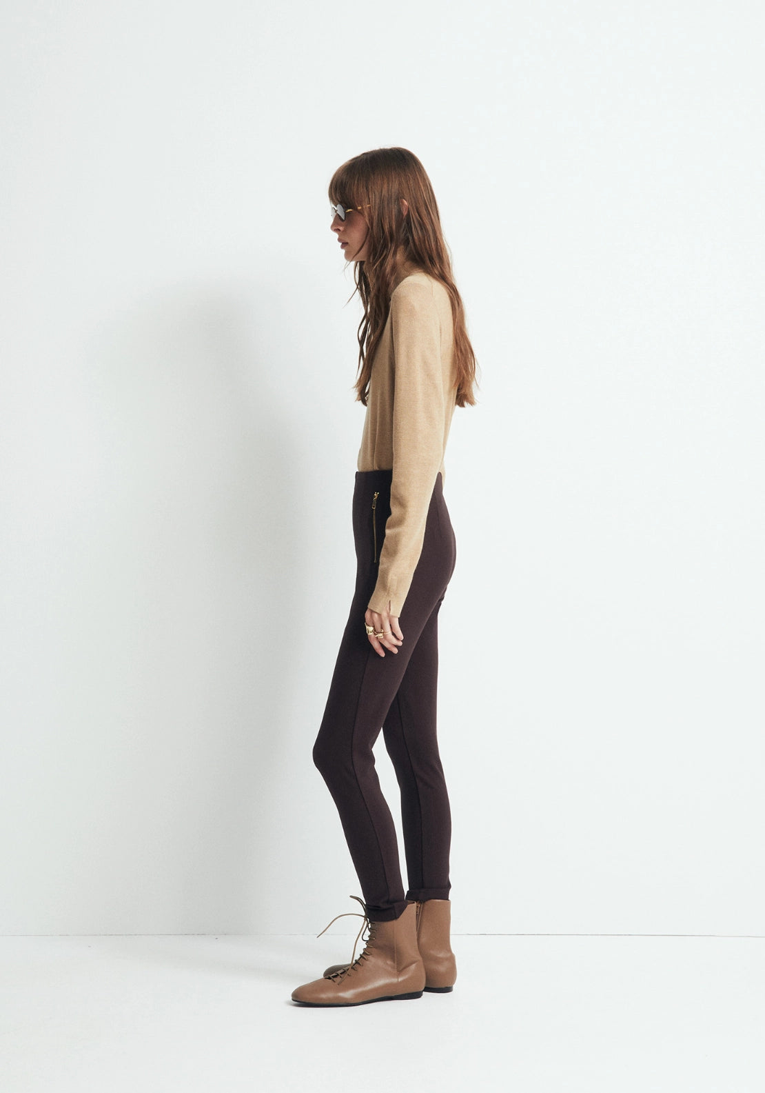 Long Sleeve Roll Neck Jumper - Beige