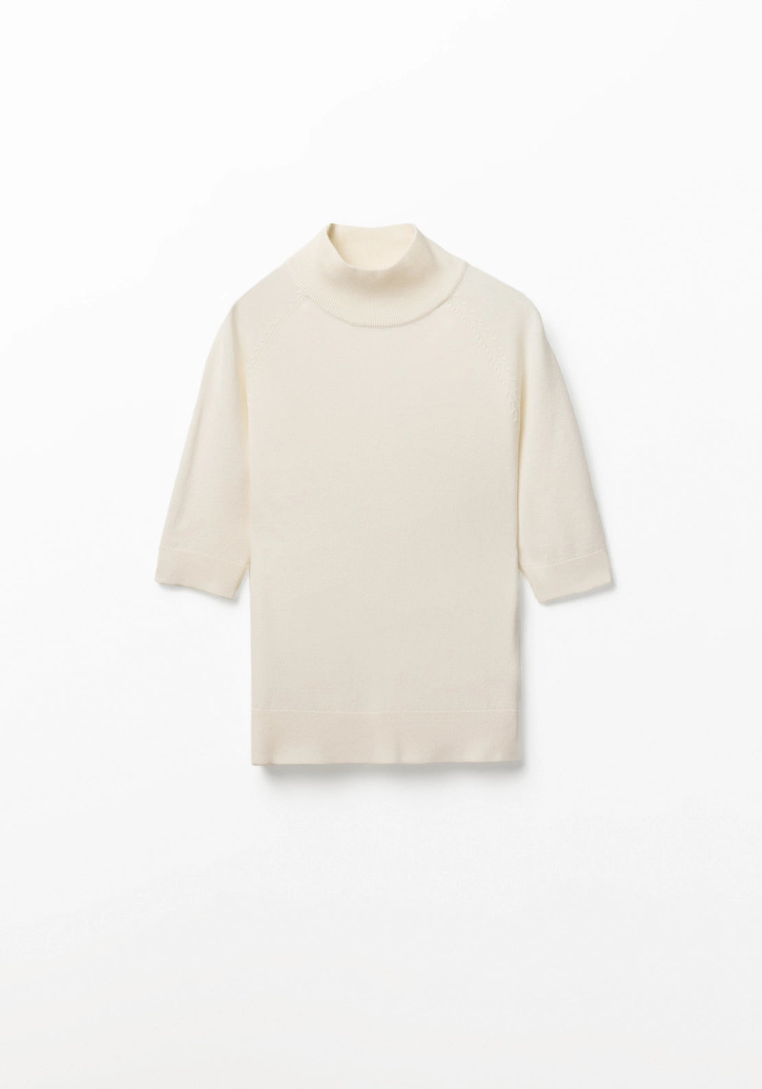 Elbow Sleeve Mock Neck Sweater - Off-white