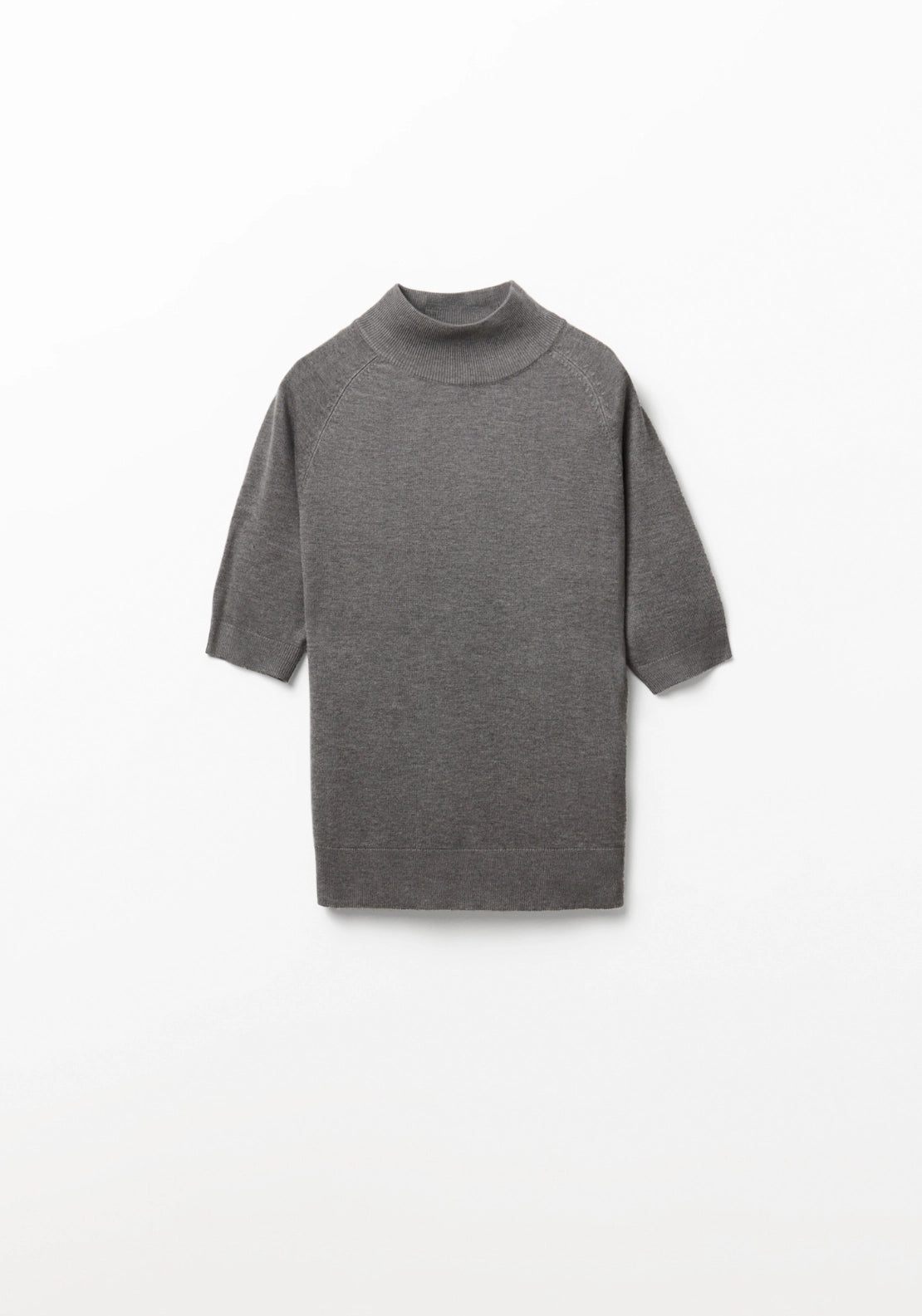 Elbow Sleeve Mock Neck Sweater - Grey