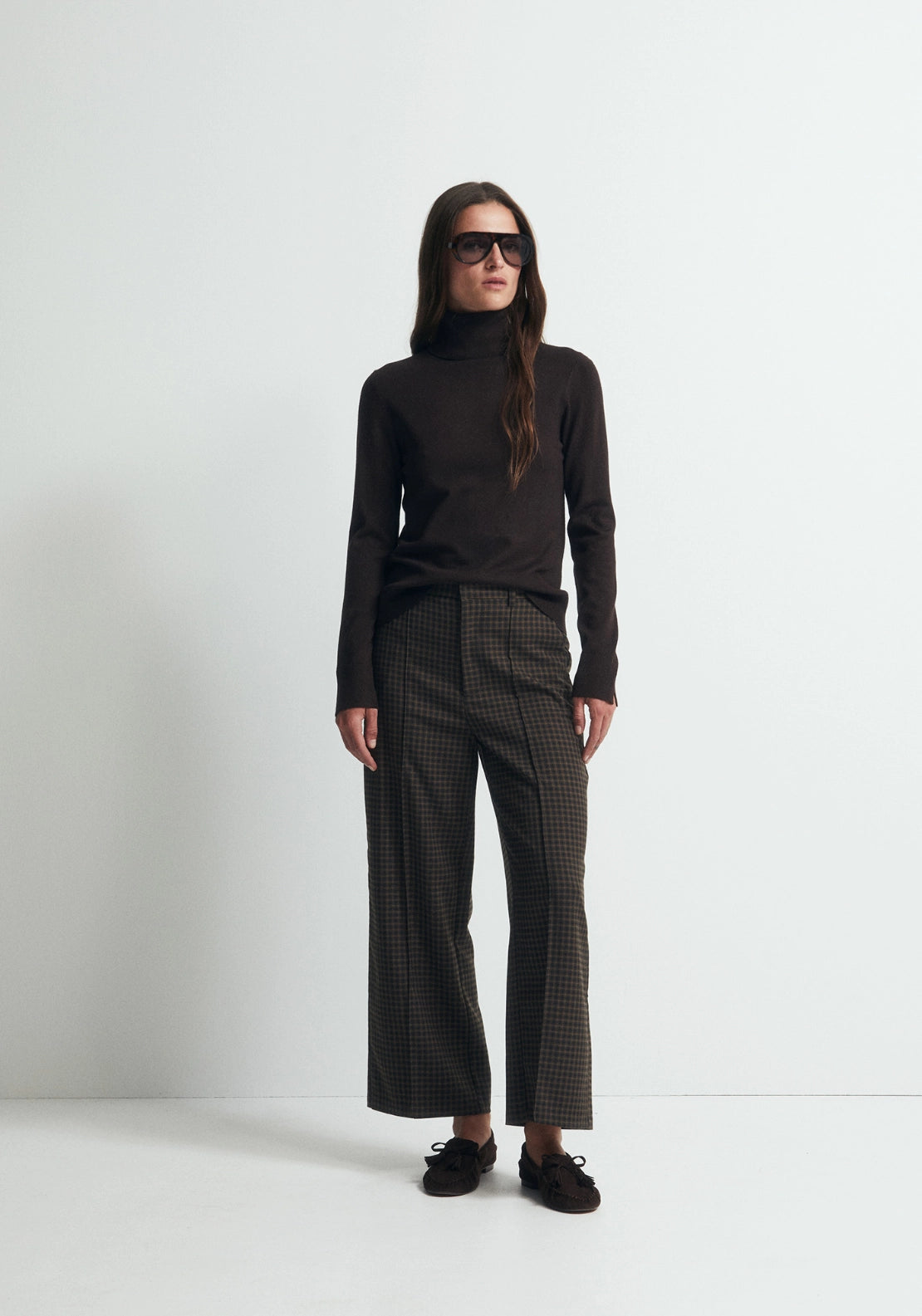 Long Sleeve Roll Neck Jumper - Brown