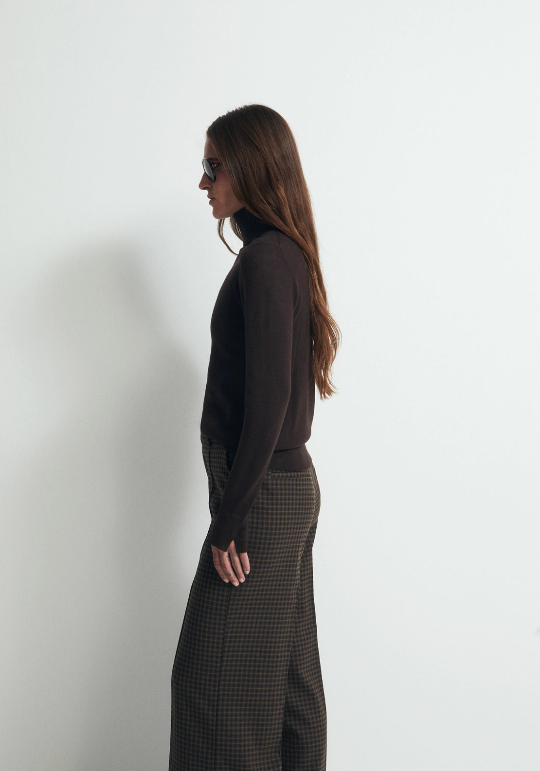 Long Sleeve Roll Neck Jumper - Brown