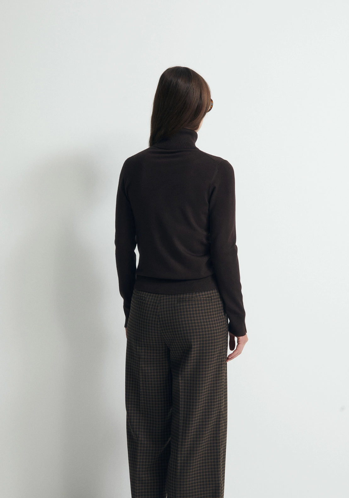 Long Sleeve Roll Neck Jumper - Brown