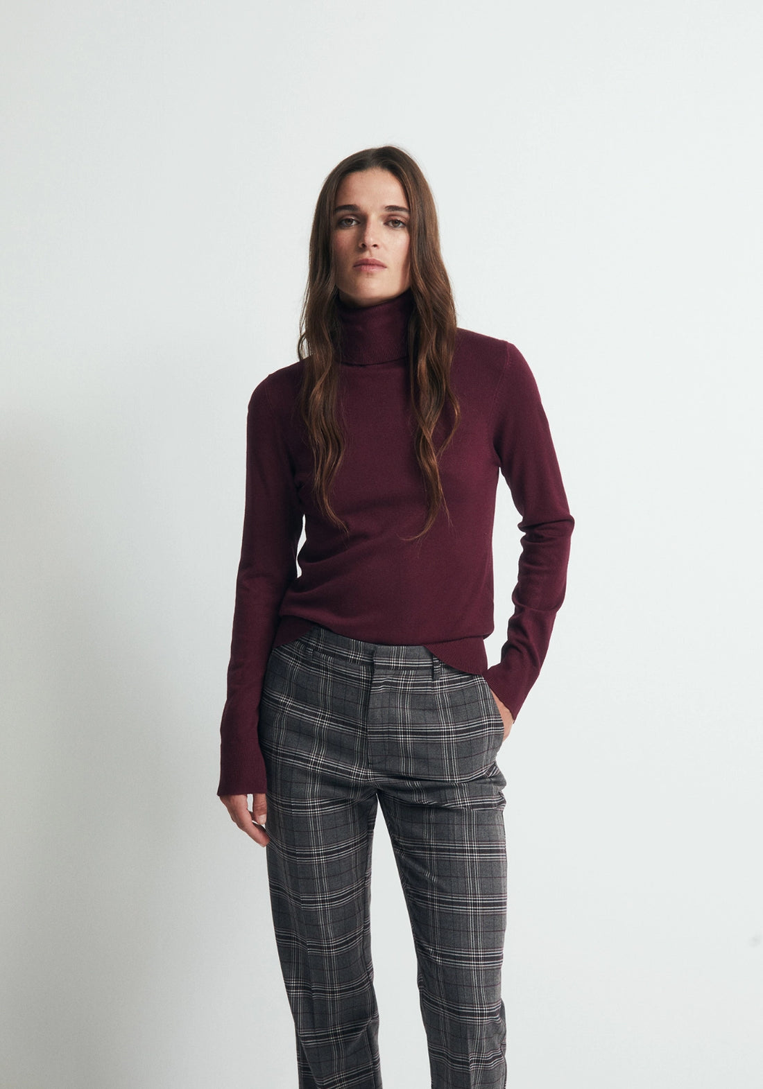 Long Sleeve Roll Neck Jumper - Red