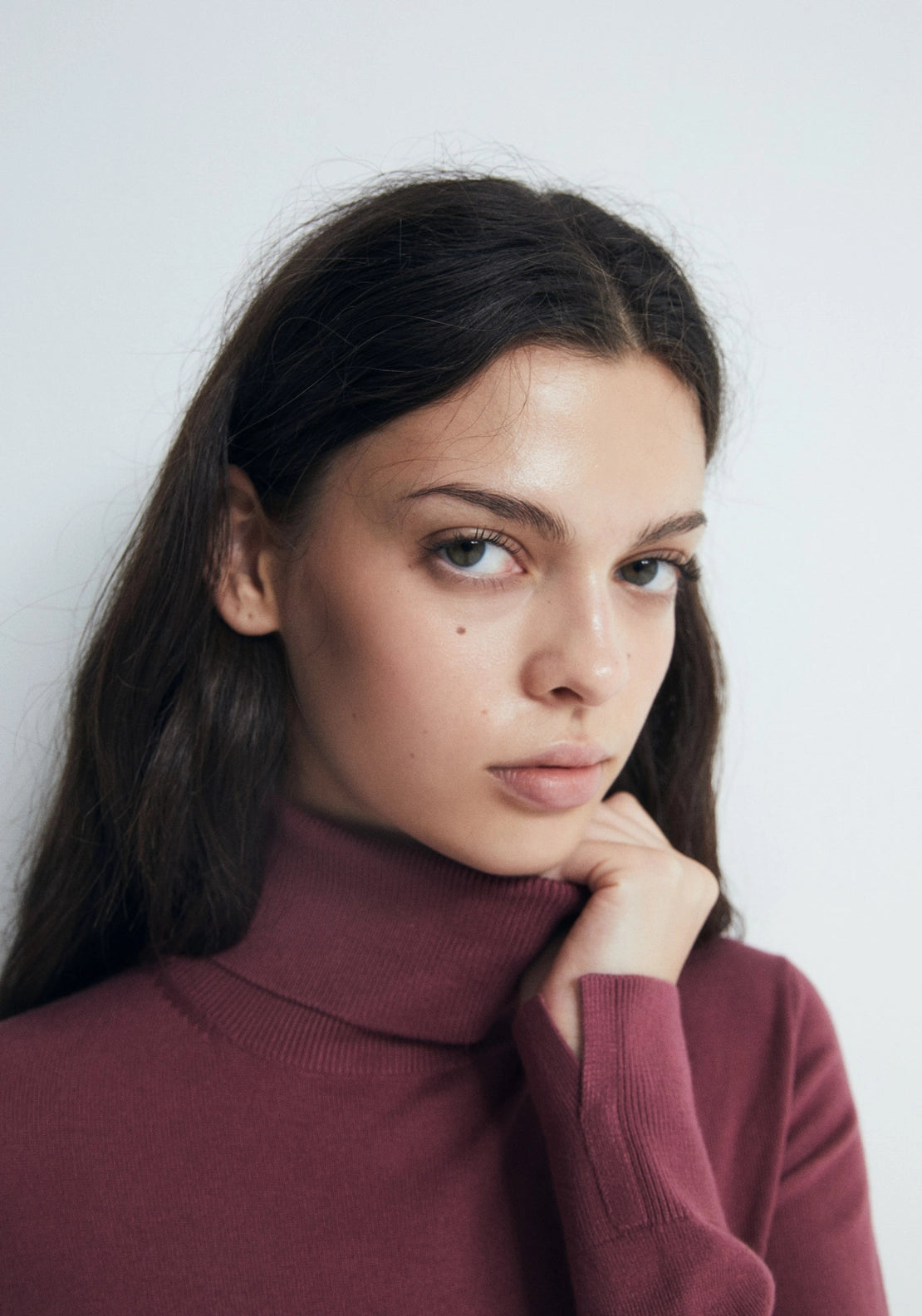 Long Sleeve Roll Neck Jumper - Dark Pink