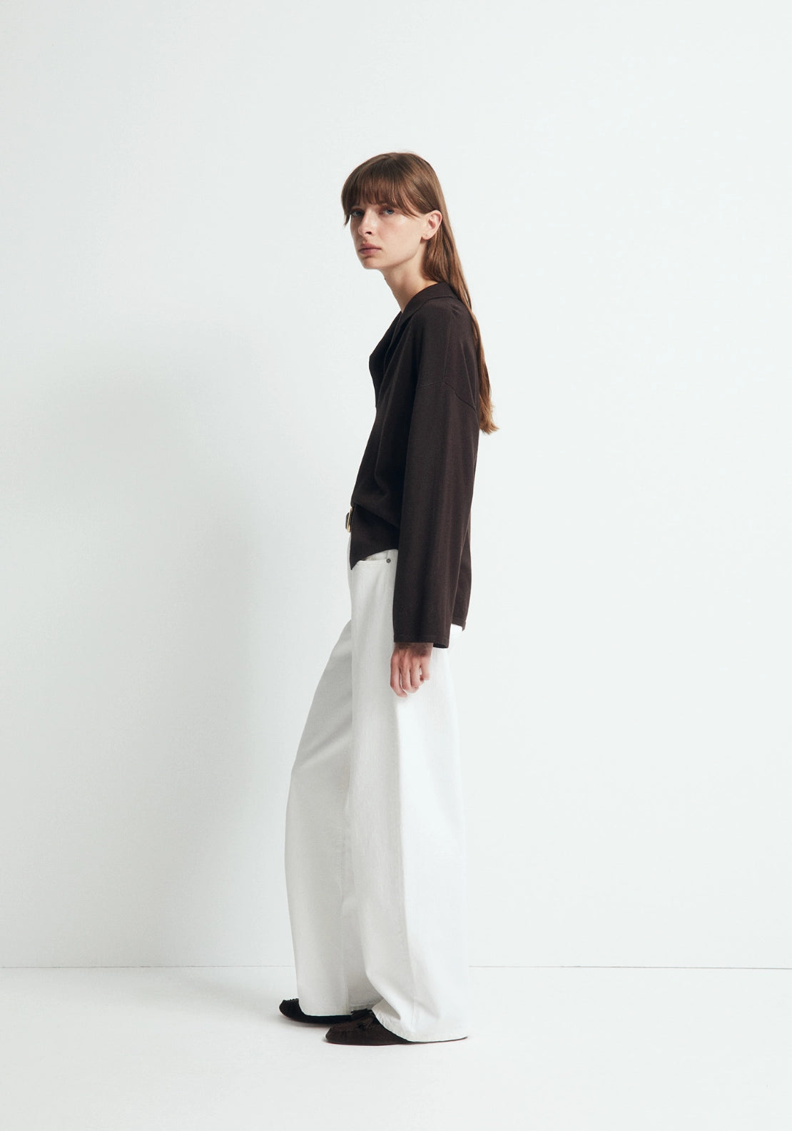 Knit Polo Sweater - Brown