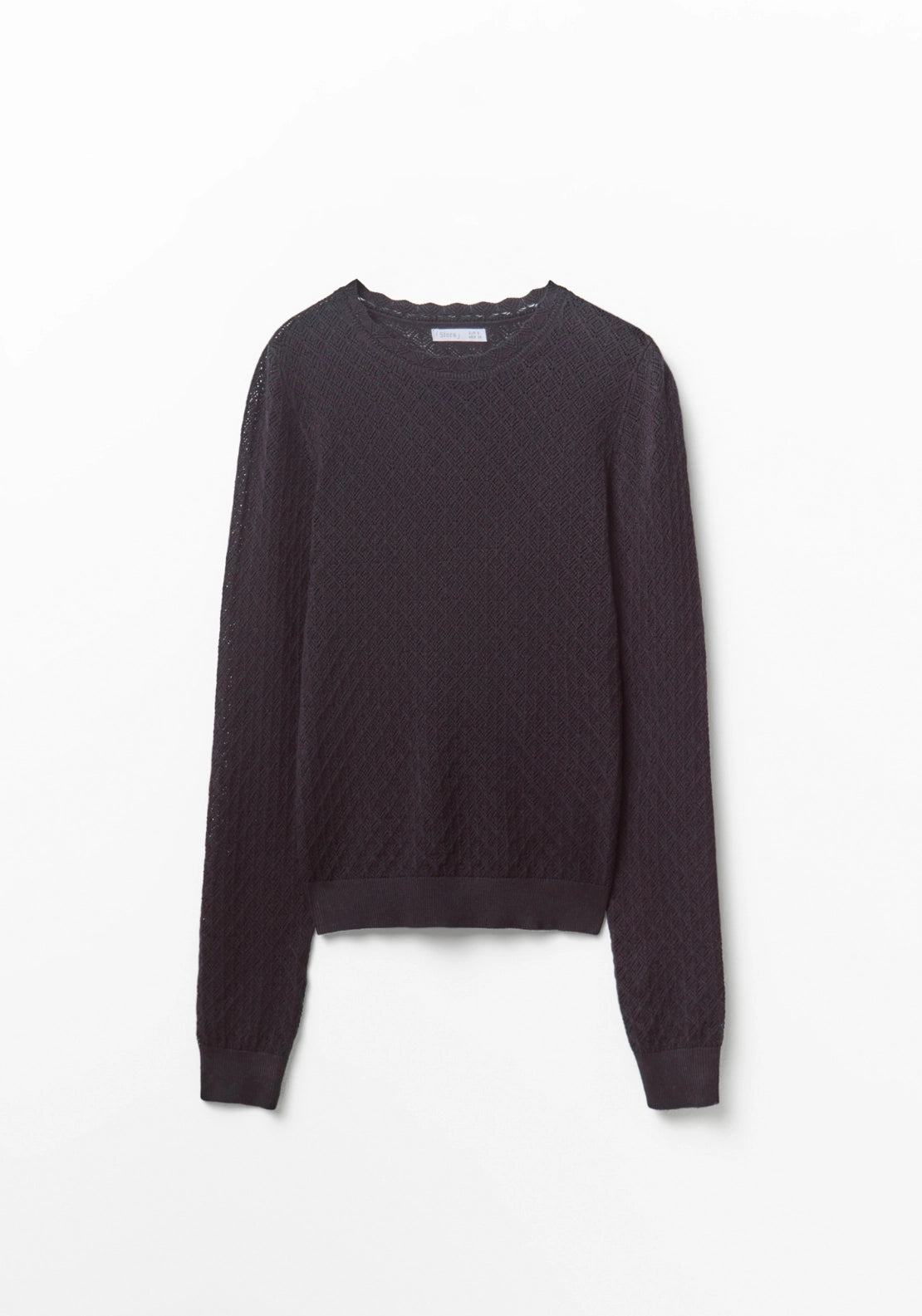 Pointelle Crew Sweater - Black