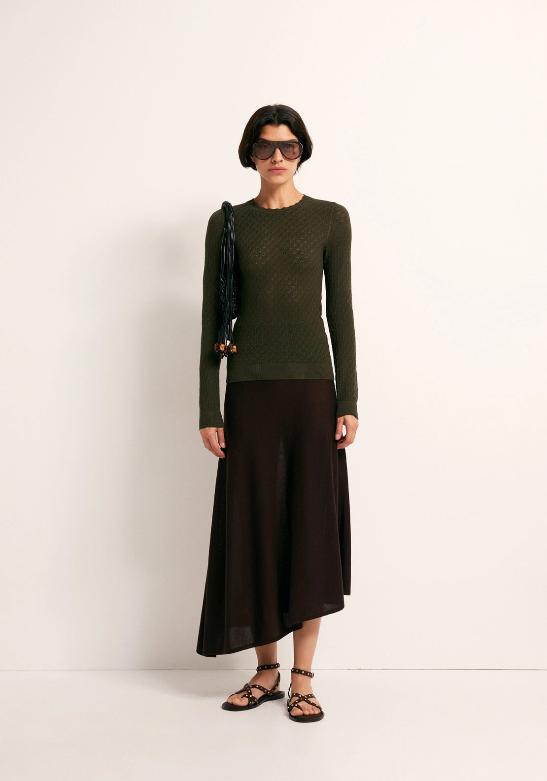 Pointelle Crew Sweater - Green
