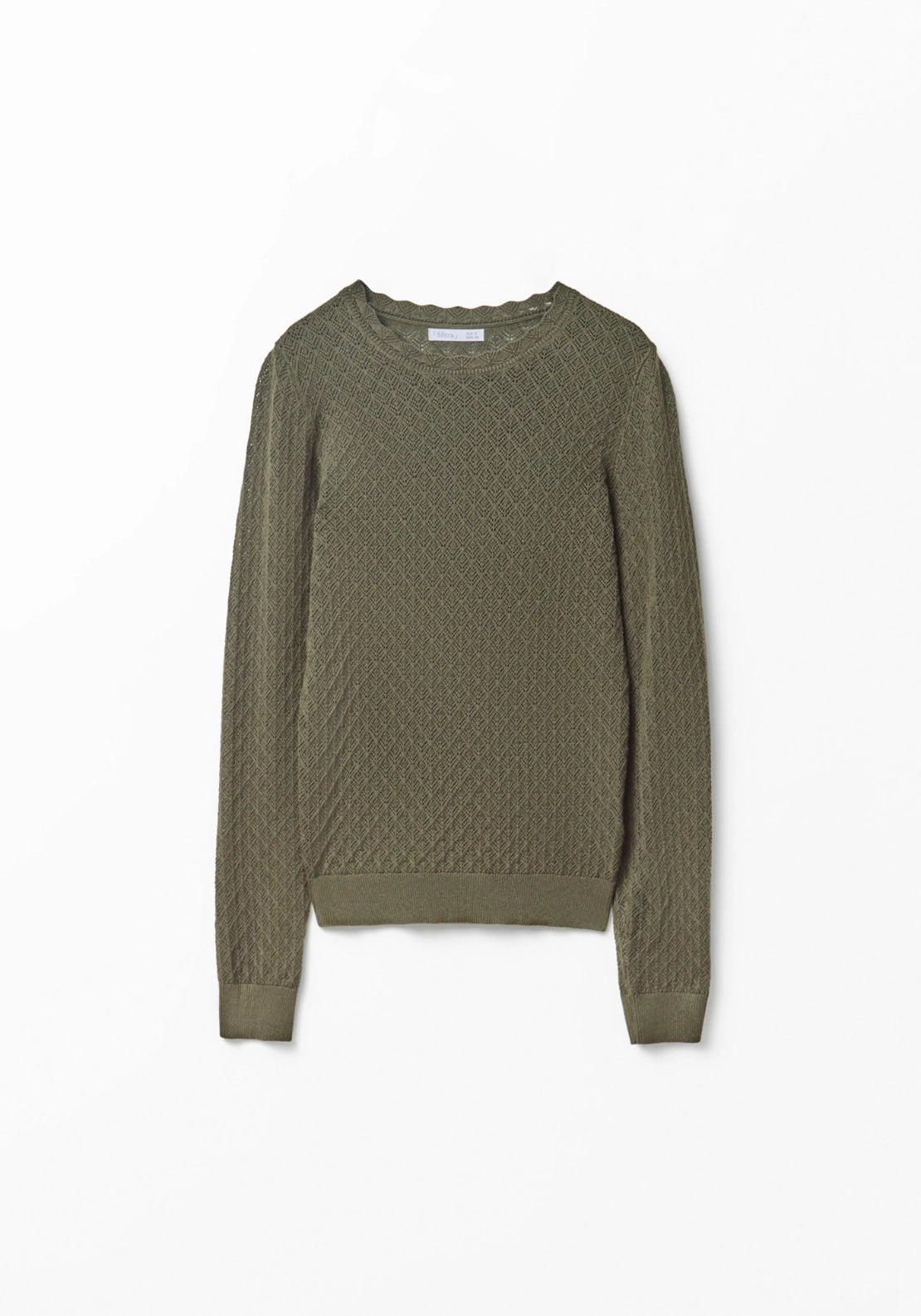 Pointelle Crew Sweater - Green