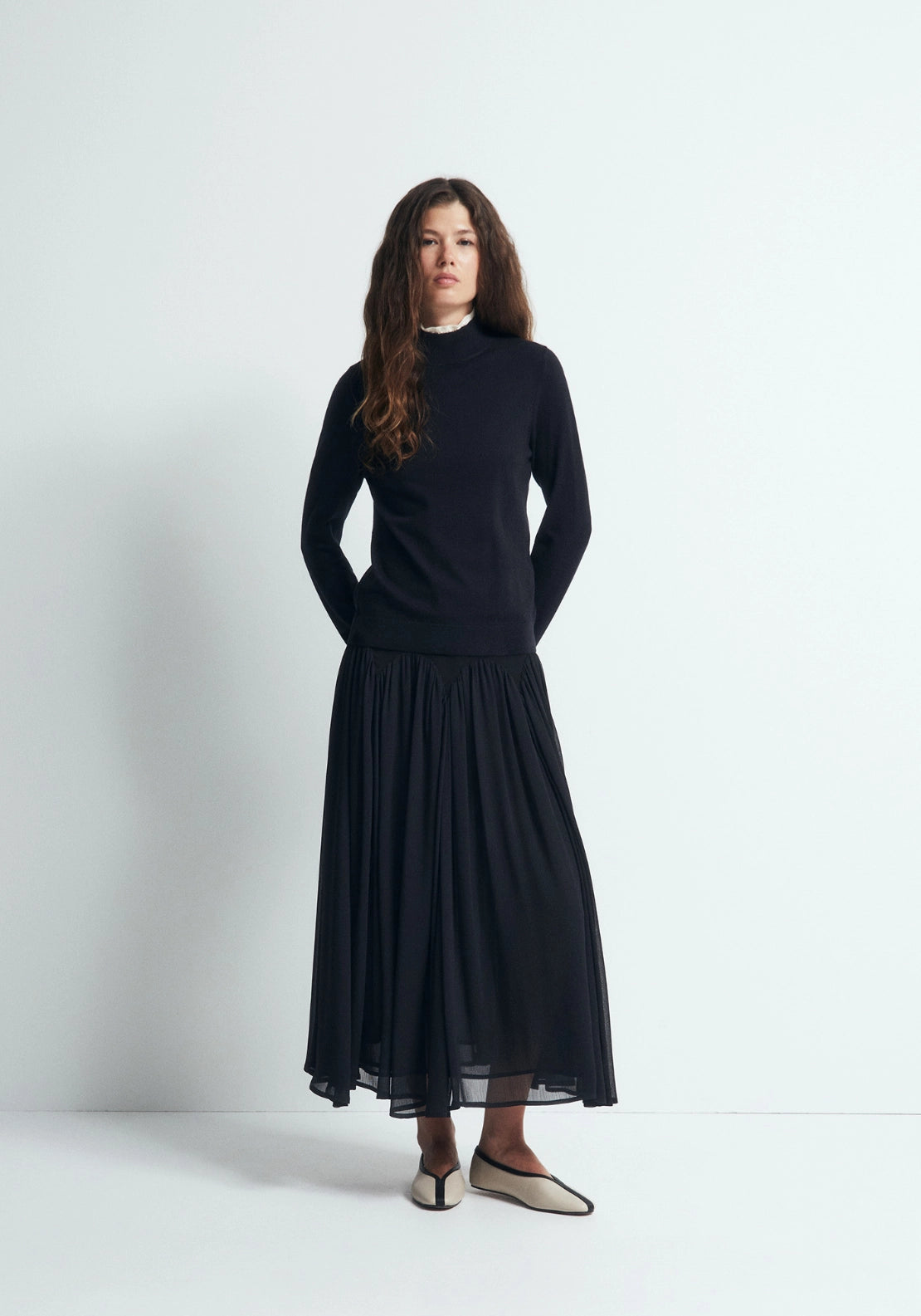 Pointelle Detail Sweater - Black