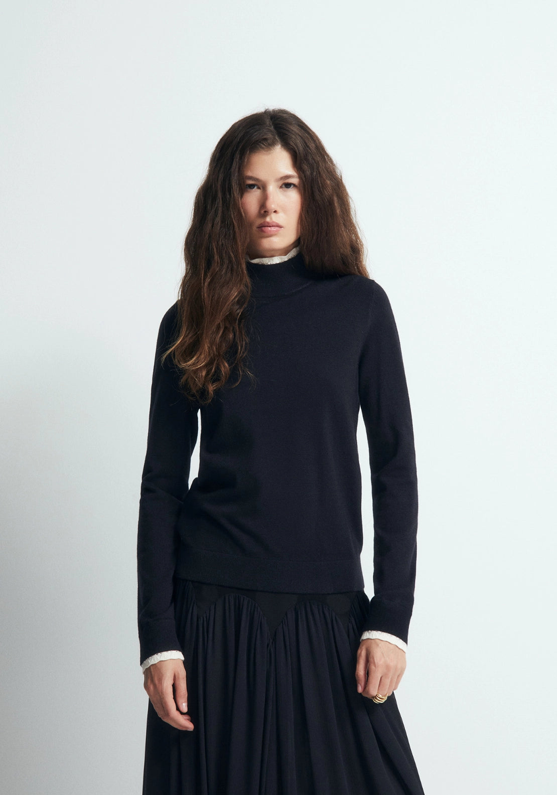 Pointelle Detail Sweater - Black