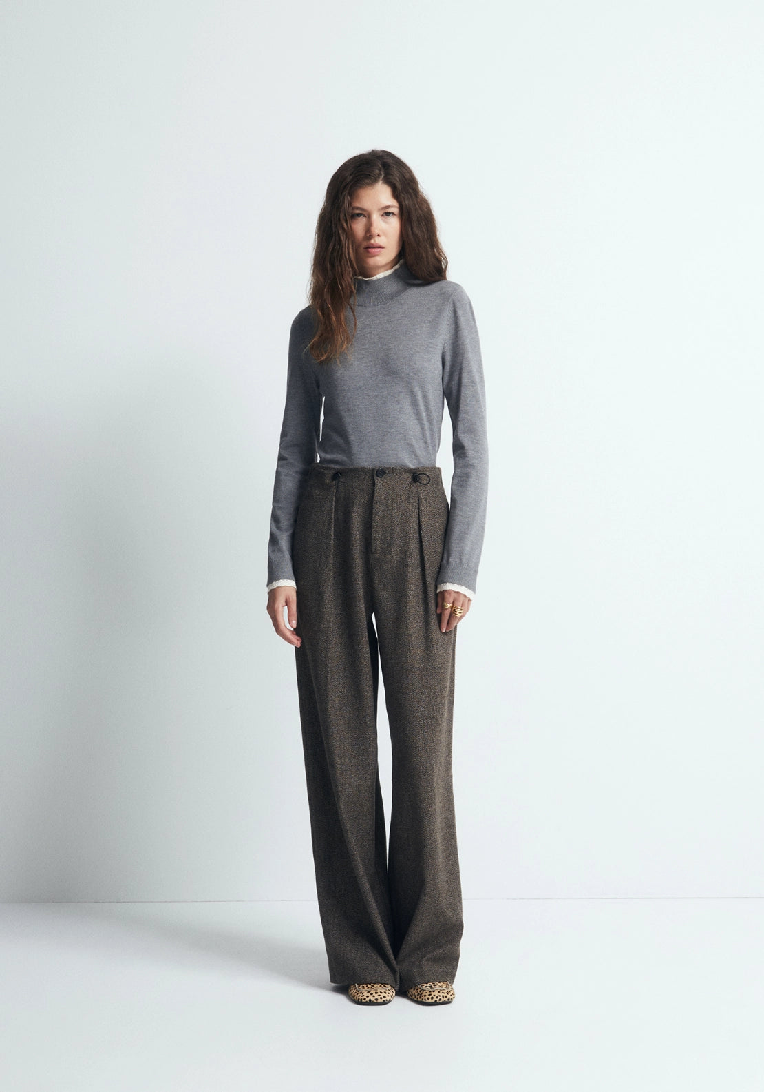 Pointelle Detail Sweater - Grey