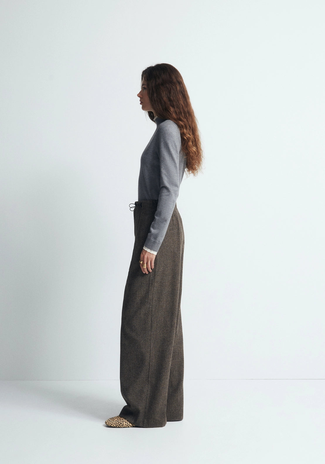 Pointelle Detail Sweater - Grey