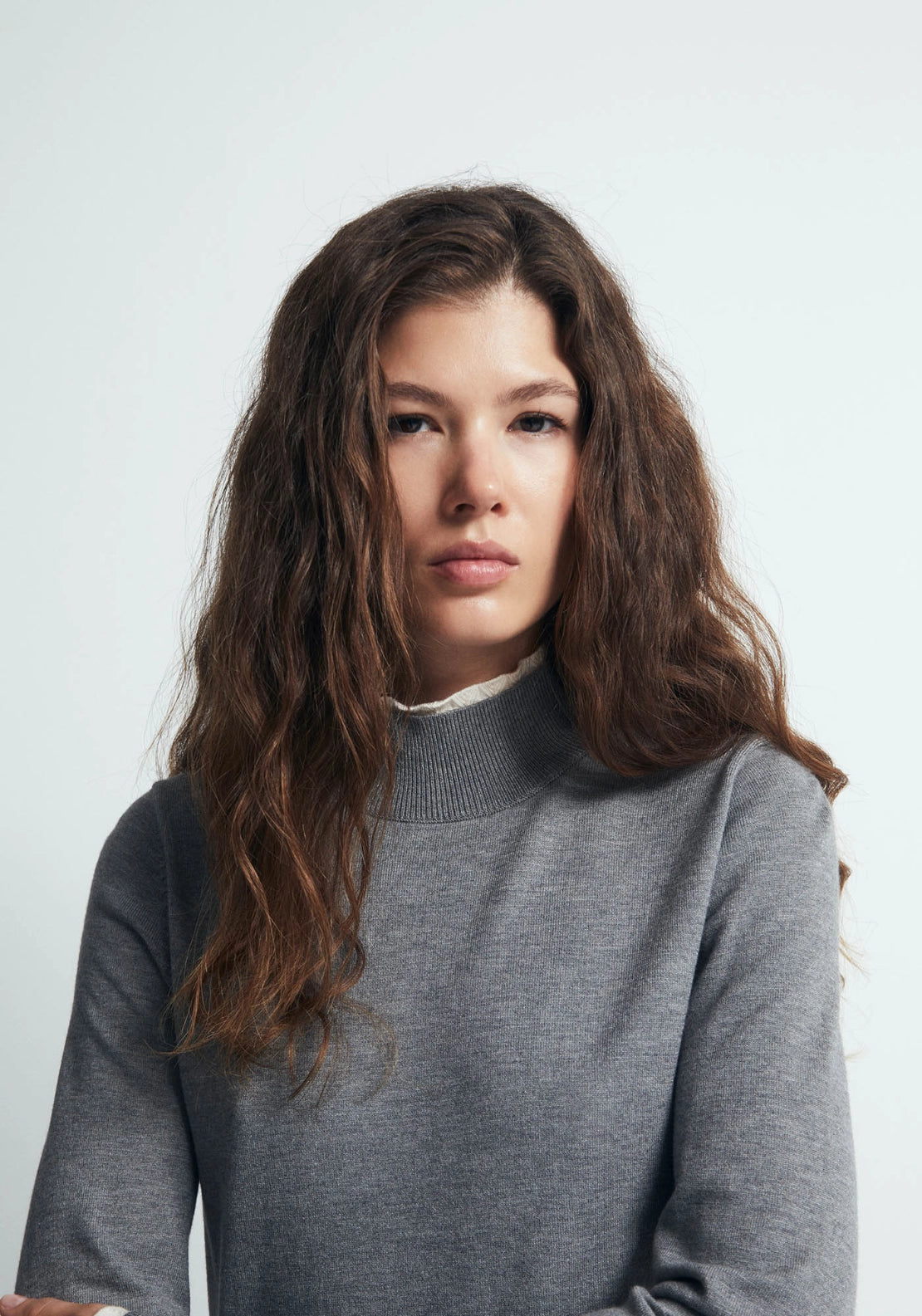 Pointelle Detail Sweater - Grey