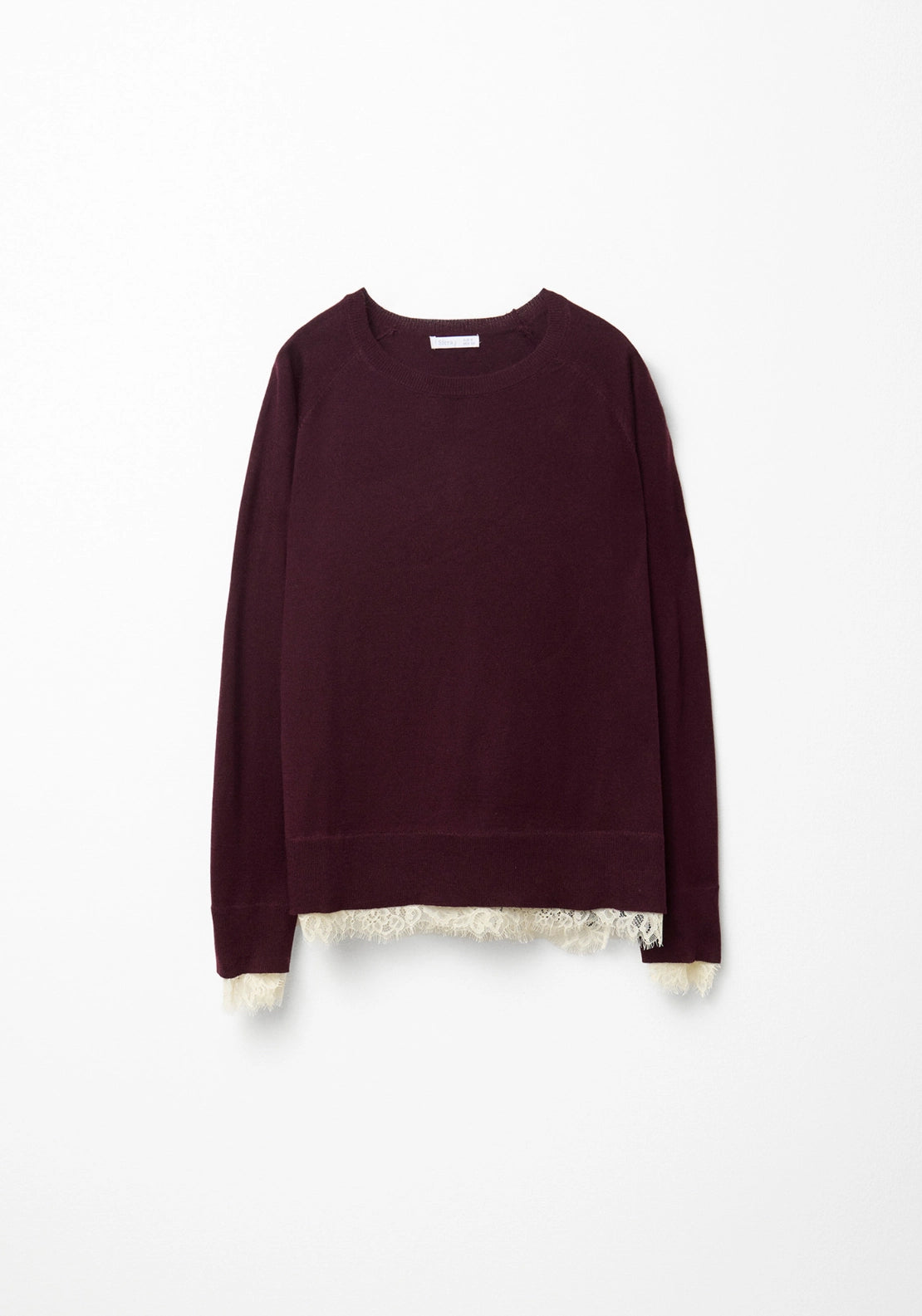 Lace Trim Knit Jumper - Red