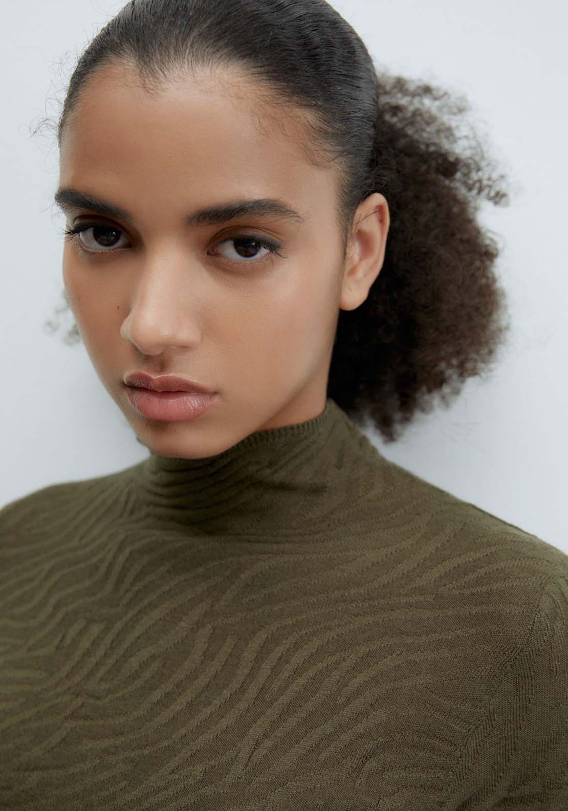 Sfera Animal print jacquard sweater - Khaki 5 Shaws Department Stores