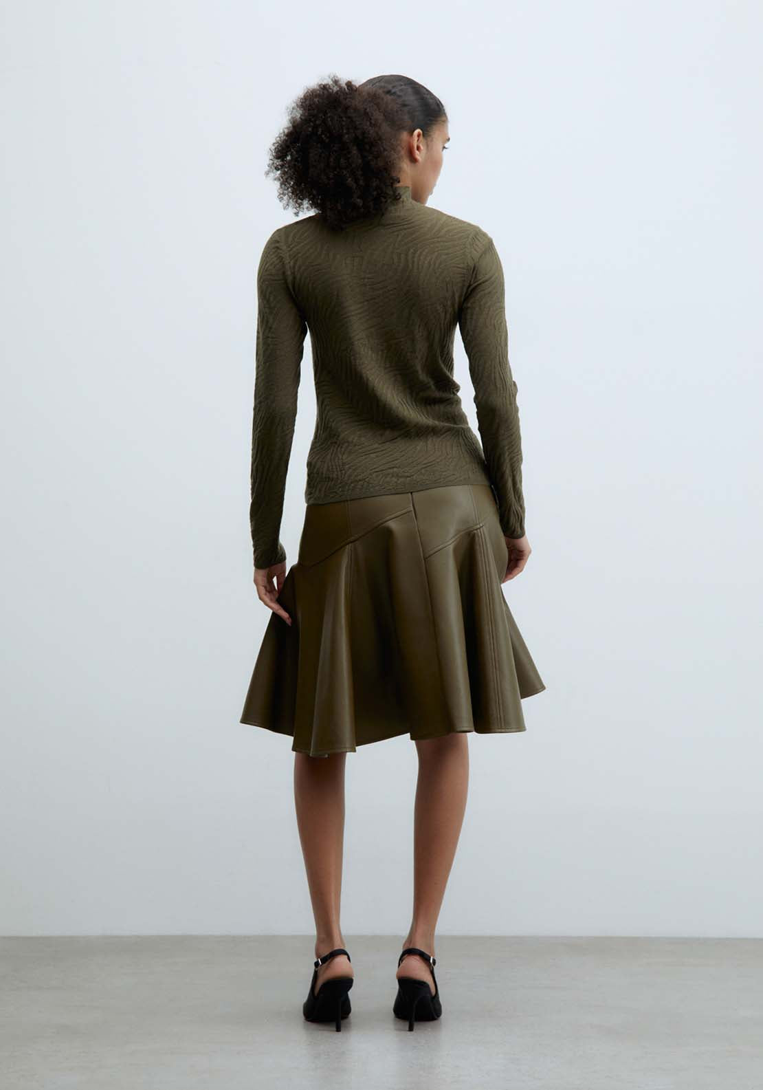 Sfera Animal print jacquard sweater - Khaki 3 Shaws Department Stores