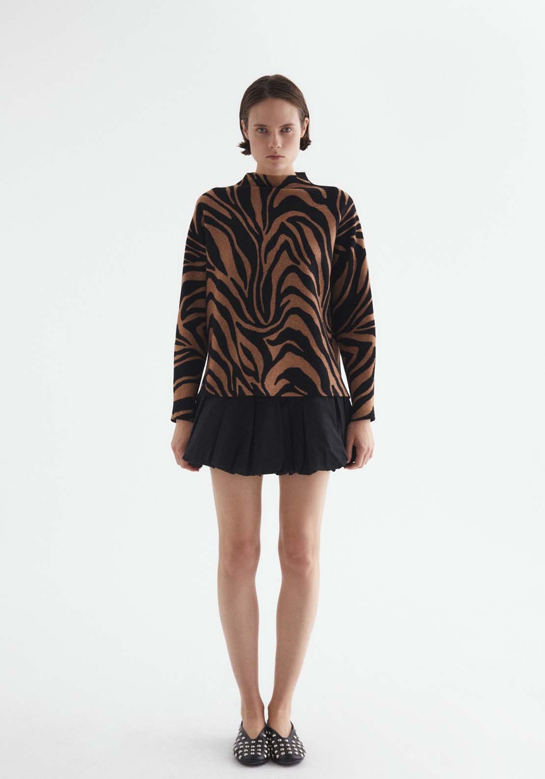 Sfera Animal Print Jumper - Hazelnut 5 Shaws Department Stores