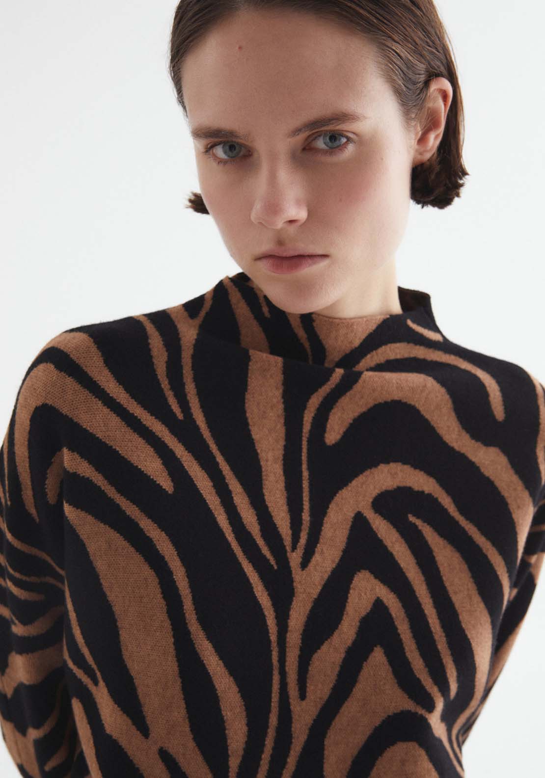 Sfera Animal Print Jumper - Hazelnut 4 Shaws Department Stores