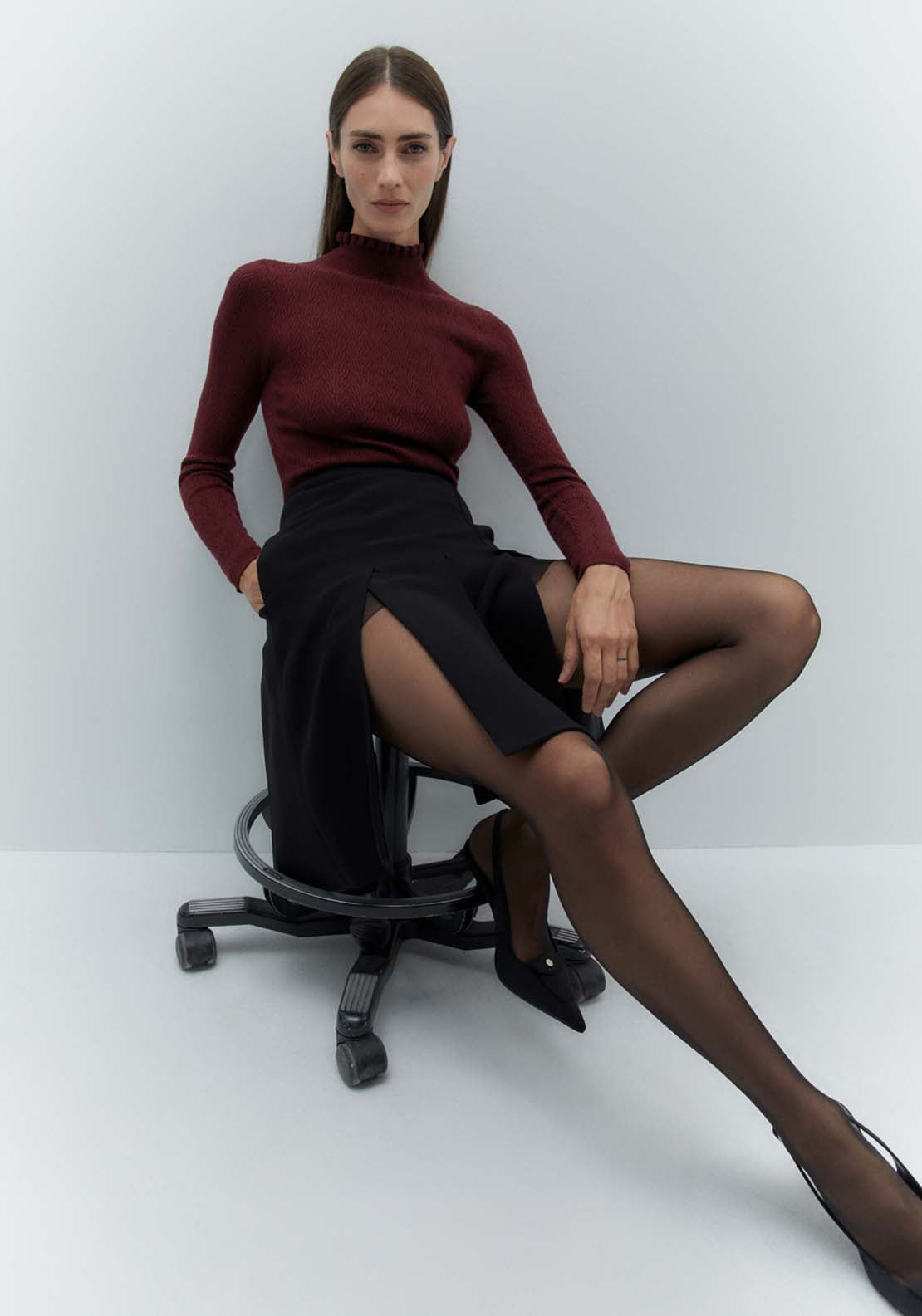 Sfera Structured Sweater - Burgund 2 Shaws Department Stores