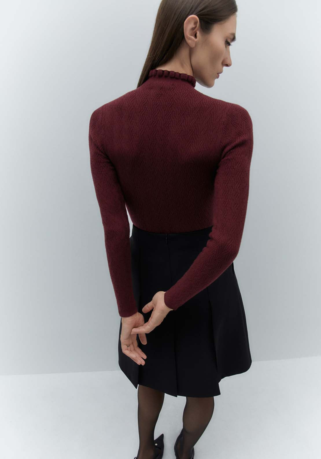 Sfera Structured Sweater - Burgund 3 Shaws Department Stores