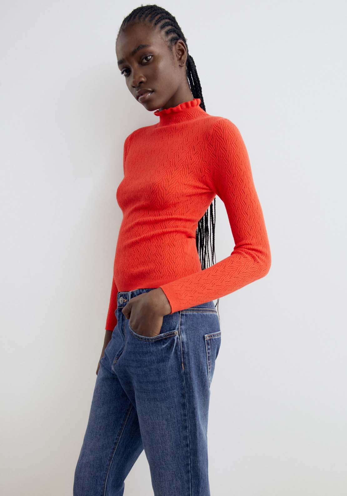 Sfera Structured Sweater - Red Floures 1 Shaws Department Stores