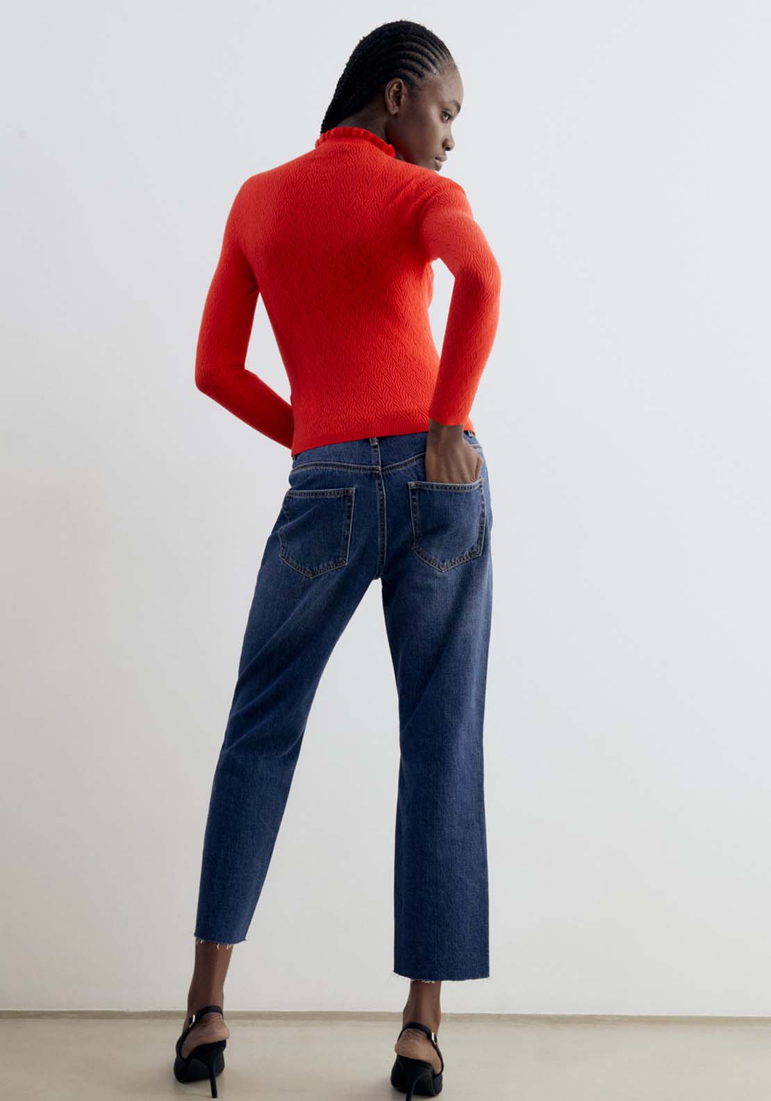 Sfera Structured Sweater - Red Floures 3 Shaws Department Stores