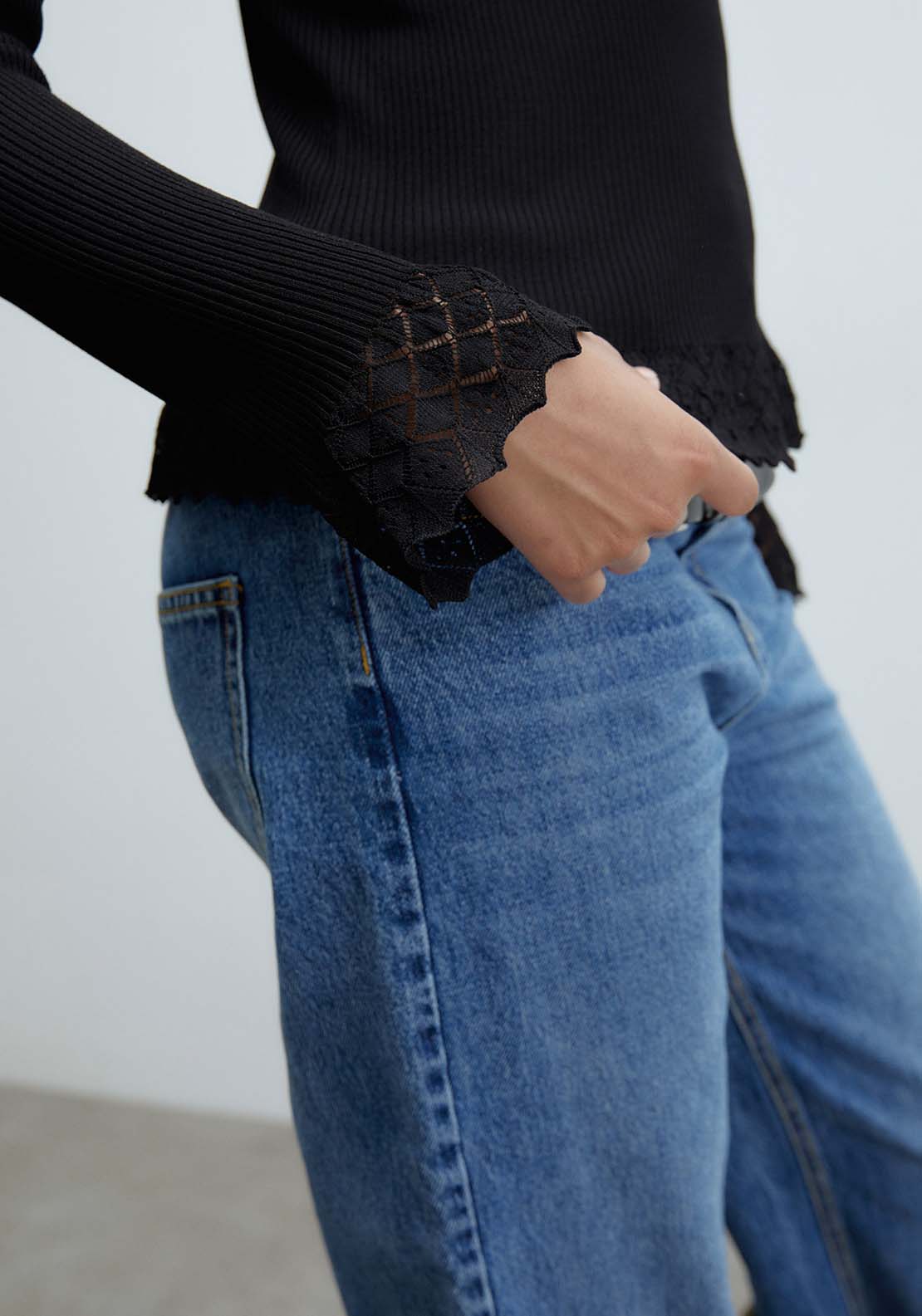 Sfera Round-Neck Sweater - Black 2 Shaws Department Stores