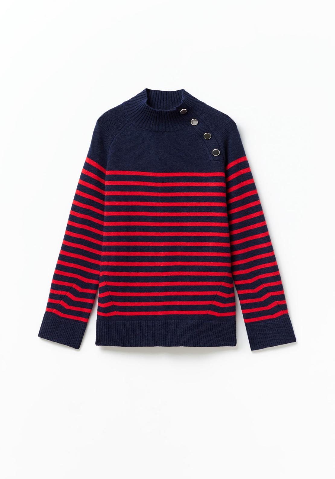 Sfera Buttons striped sweater - Red 6 Shaws Department Stores