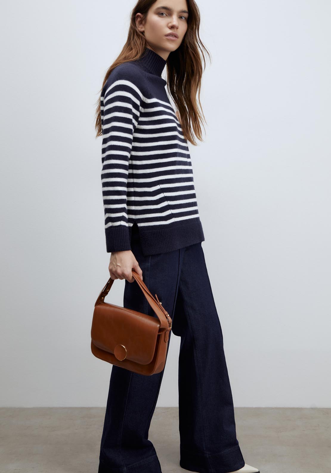 Sfera Buttons striped sweater - Navy 3 Shaws Department Stores