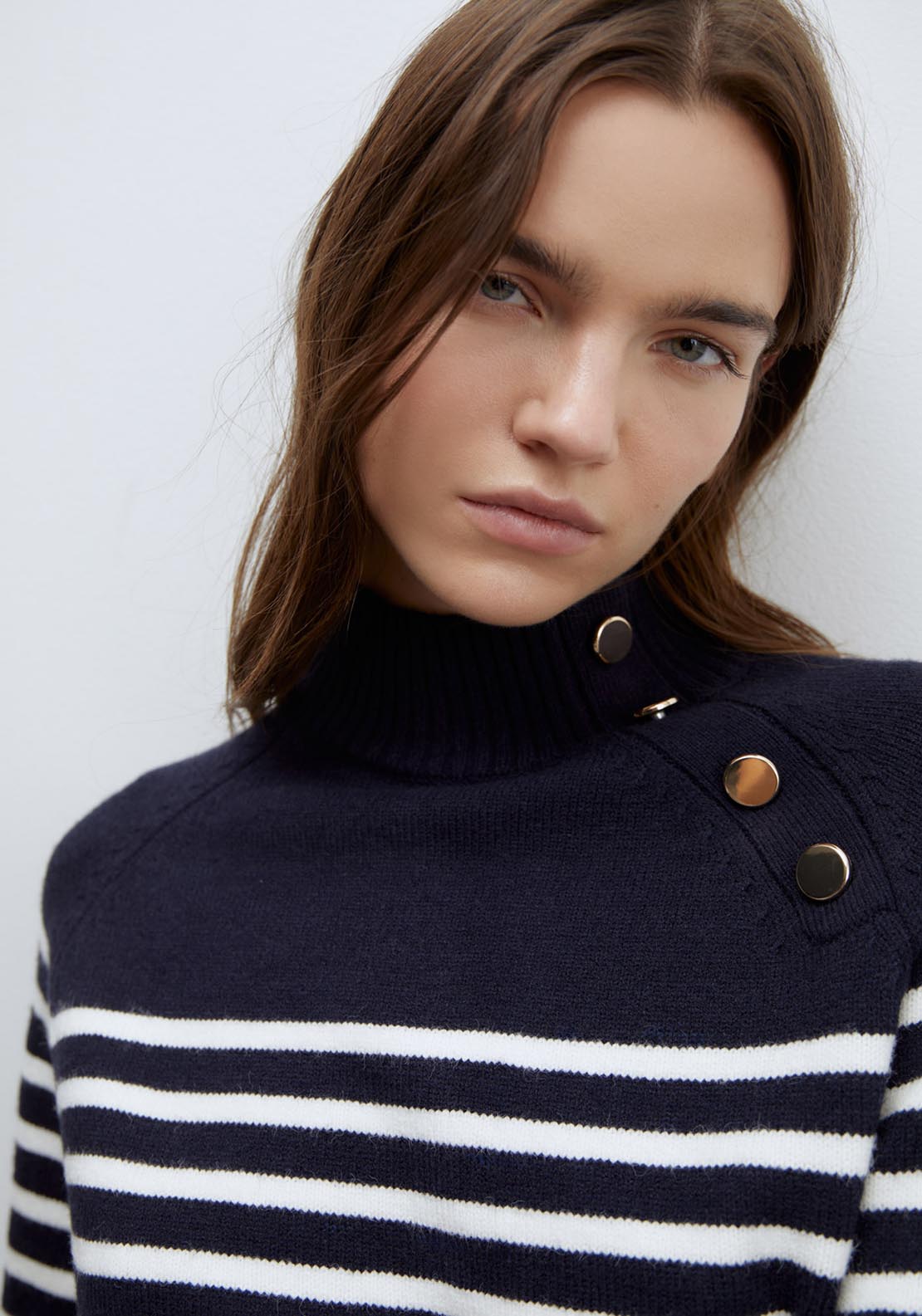 Sfera Buttons striped sweater - Navy 5 Shaws Department Stores