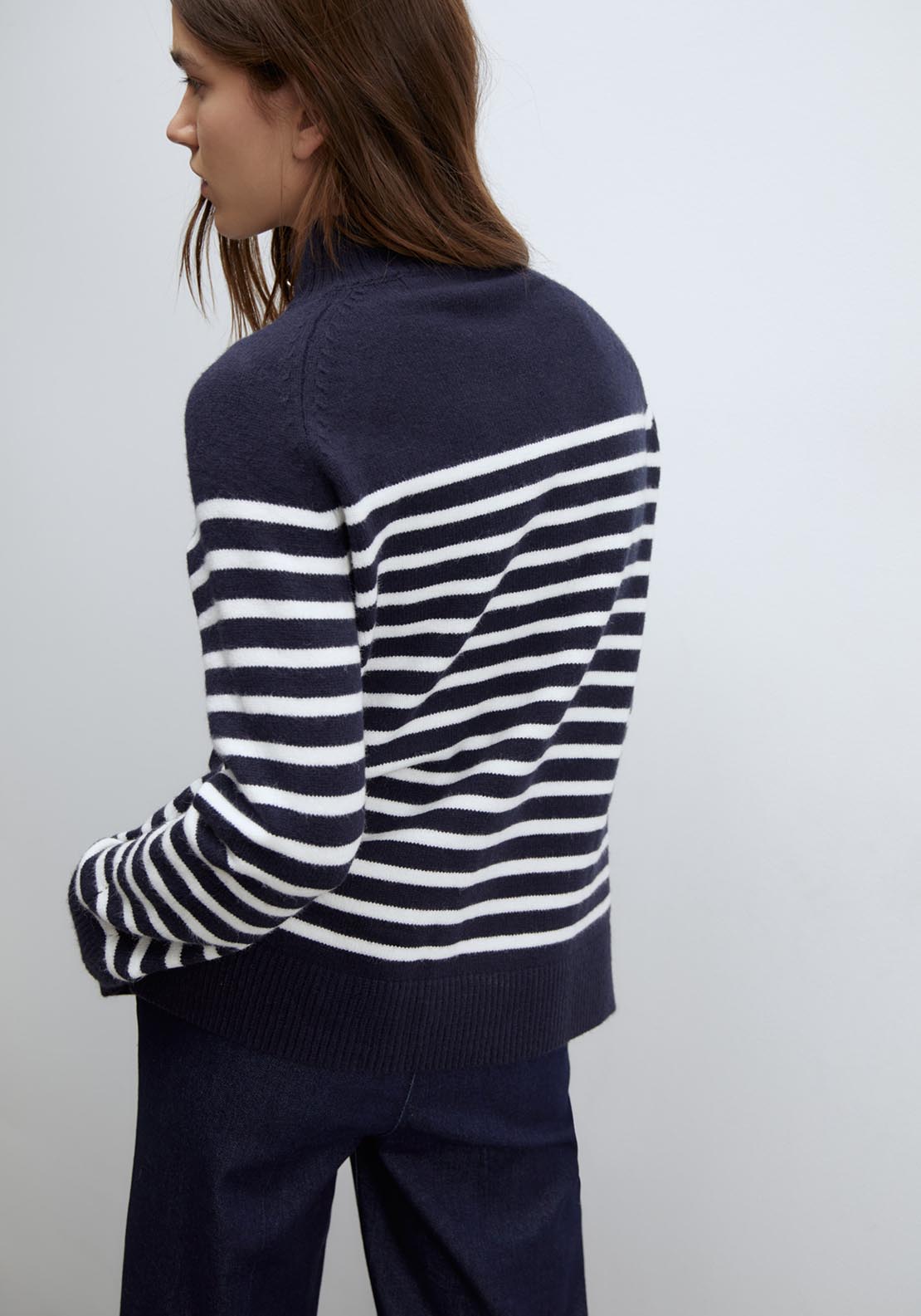 Sfera Buttons striped sweater - Navy 4 Shaws Department Stores