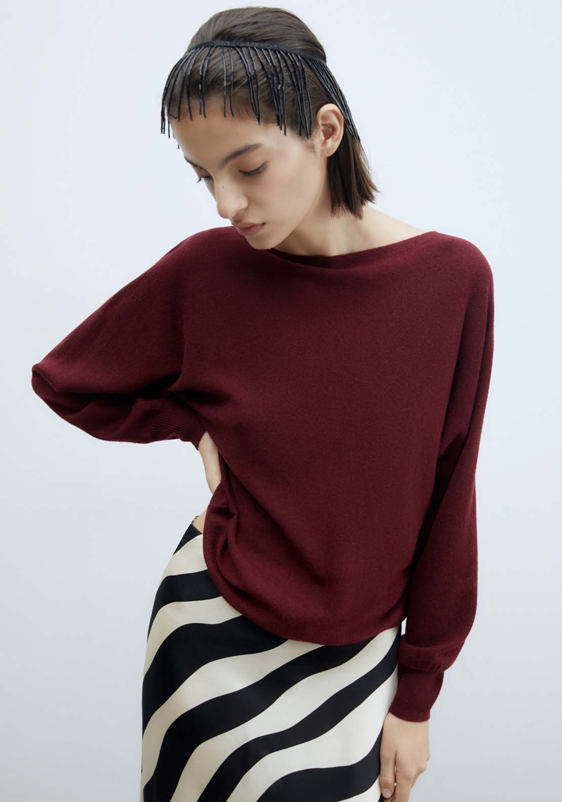 Sfera Boat Neck Sweater - Burgund 1 Shaws Department Stores