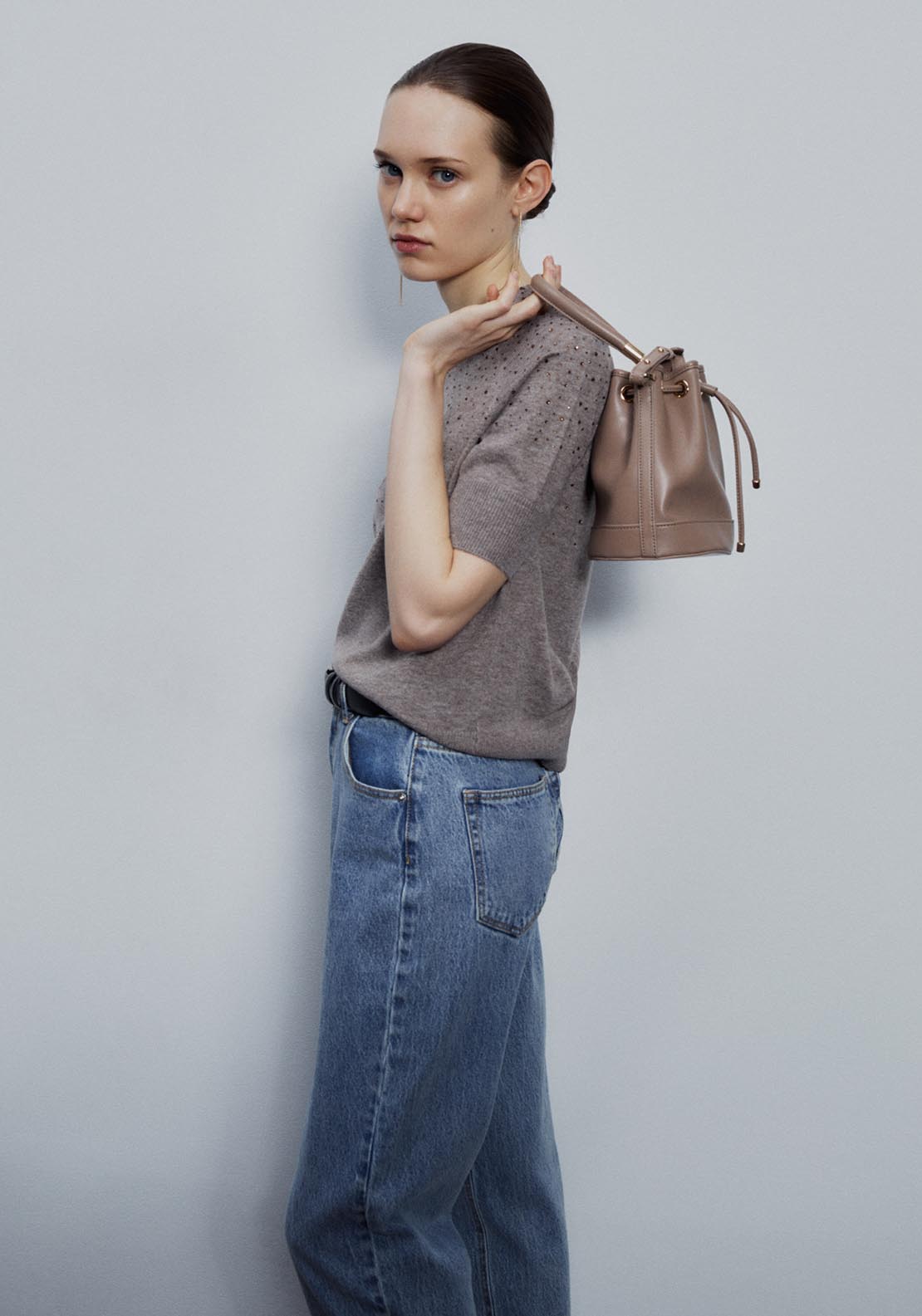 Sfera Diamanté sweater - Medium Taupe 3 Shaws Department Stores