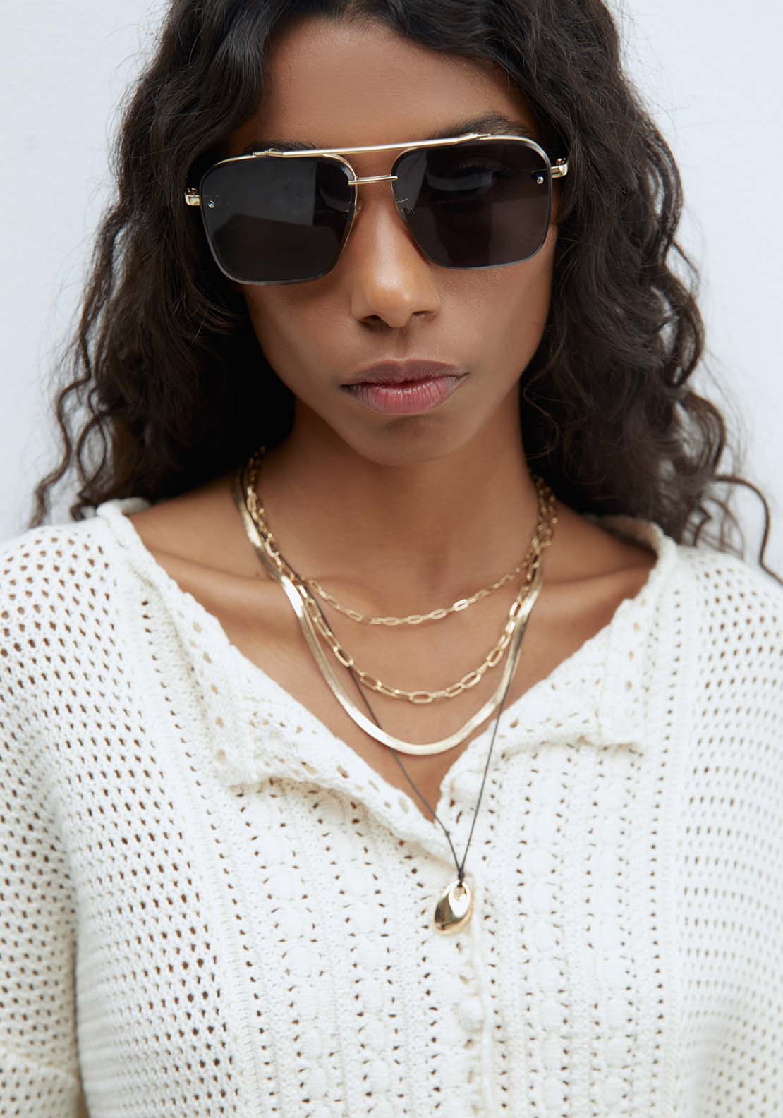 Sfera Decorative Front Openwork Sweater - Ecru 4 Shaws Department Stores