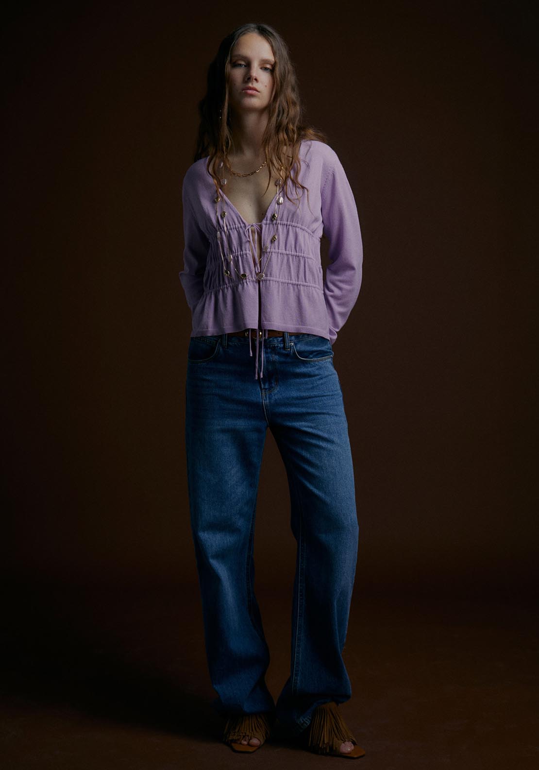 Sfera Long Sleeve Top - Mauve 4 Shaws Department Stores