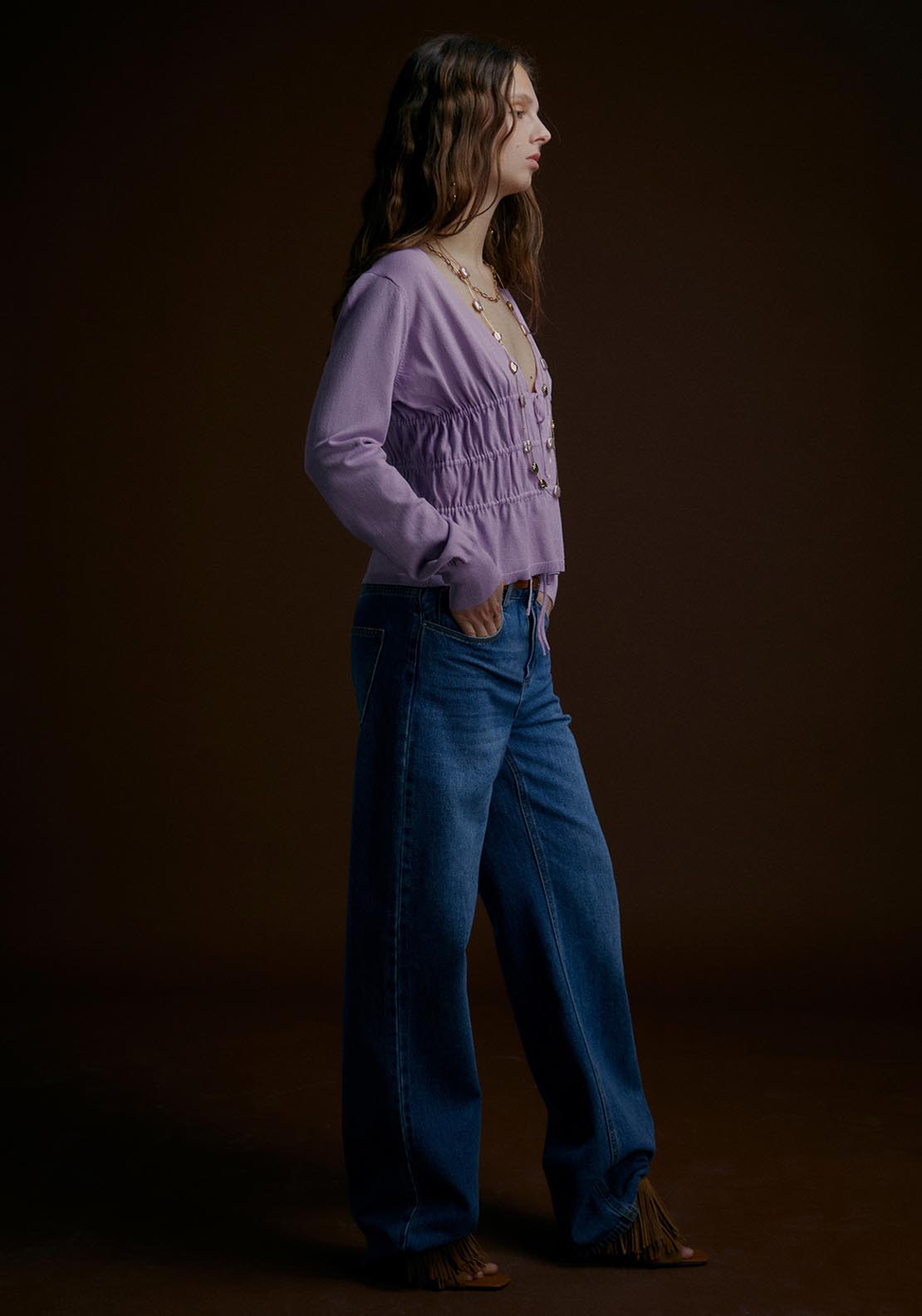 Sfera Long Sleeve Top - Mauve 3 Shaws Department Stores