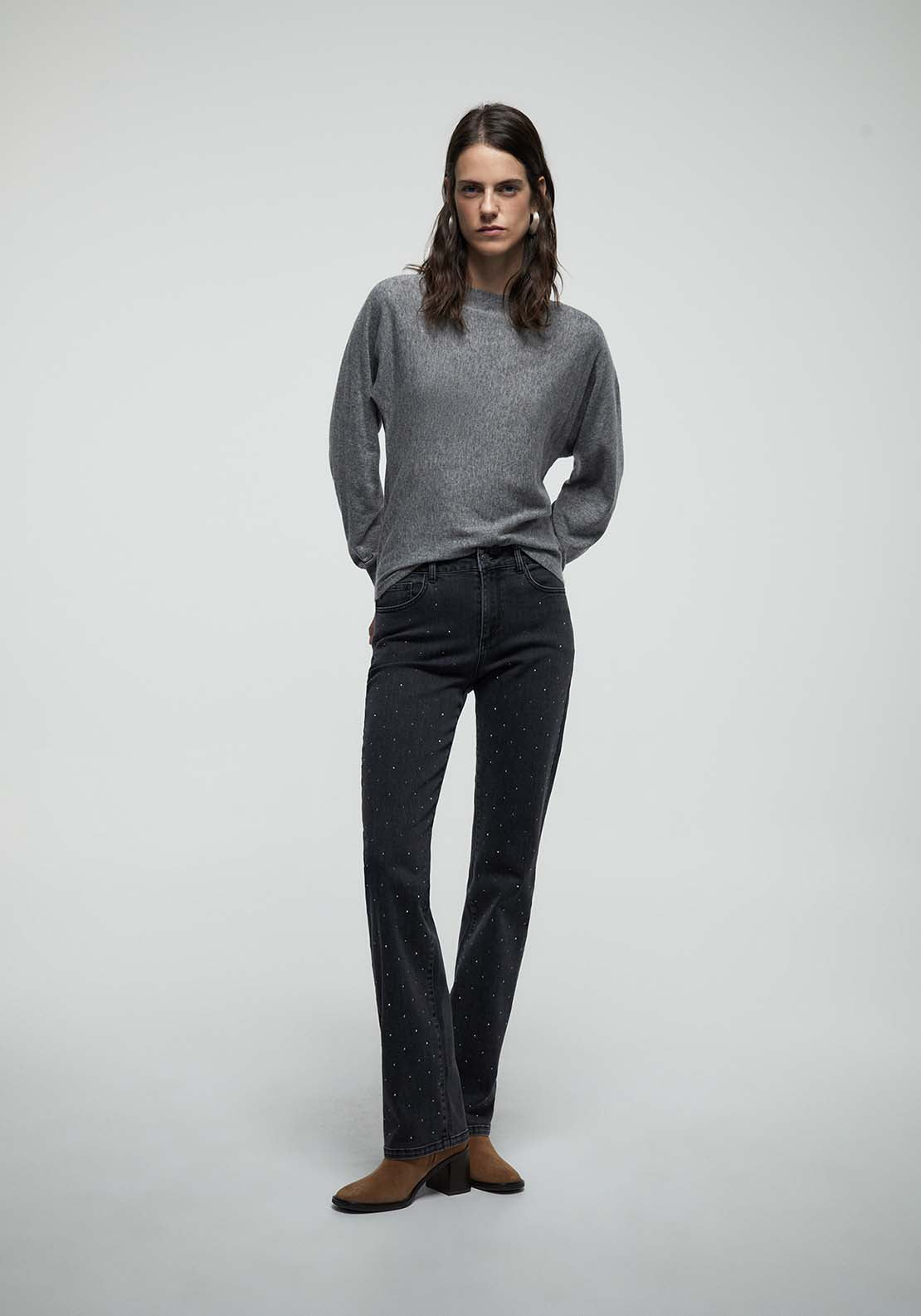 Scoop Neck Sweater - Grey