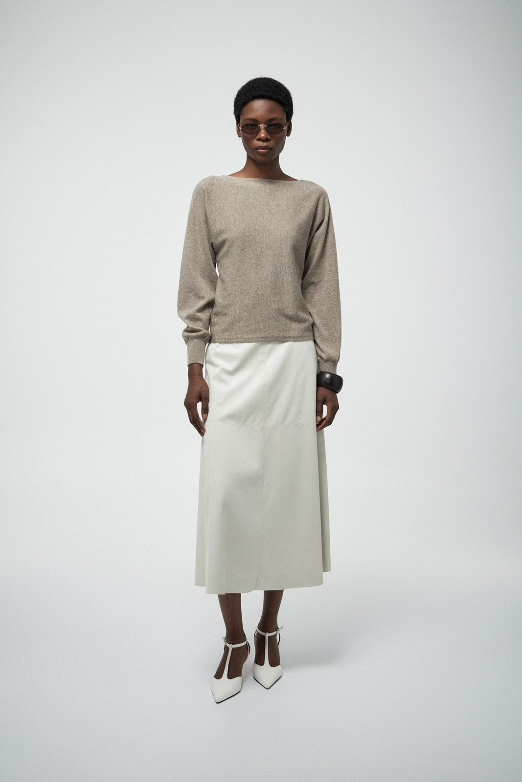 Scoop Neck Sweater - Melange Light