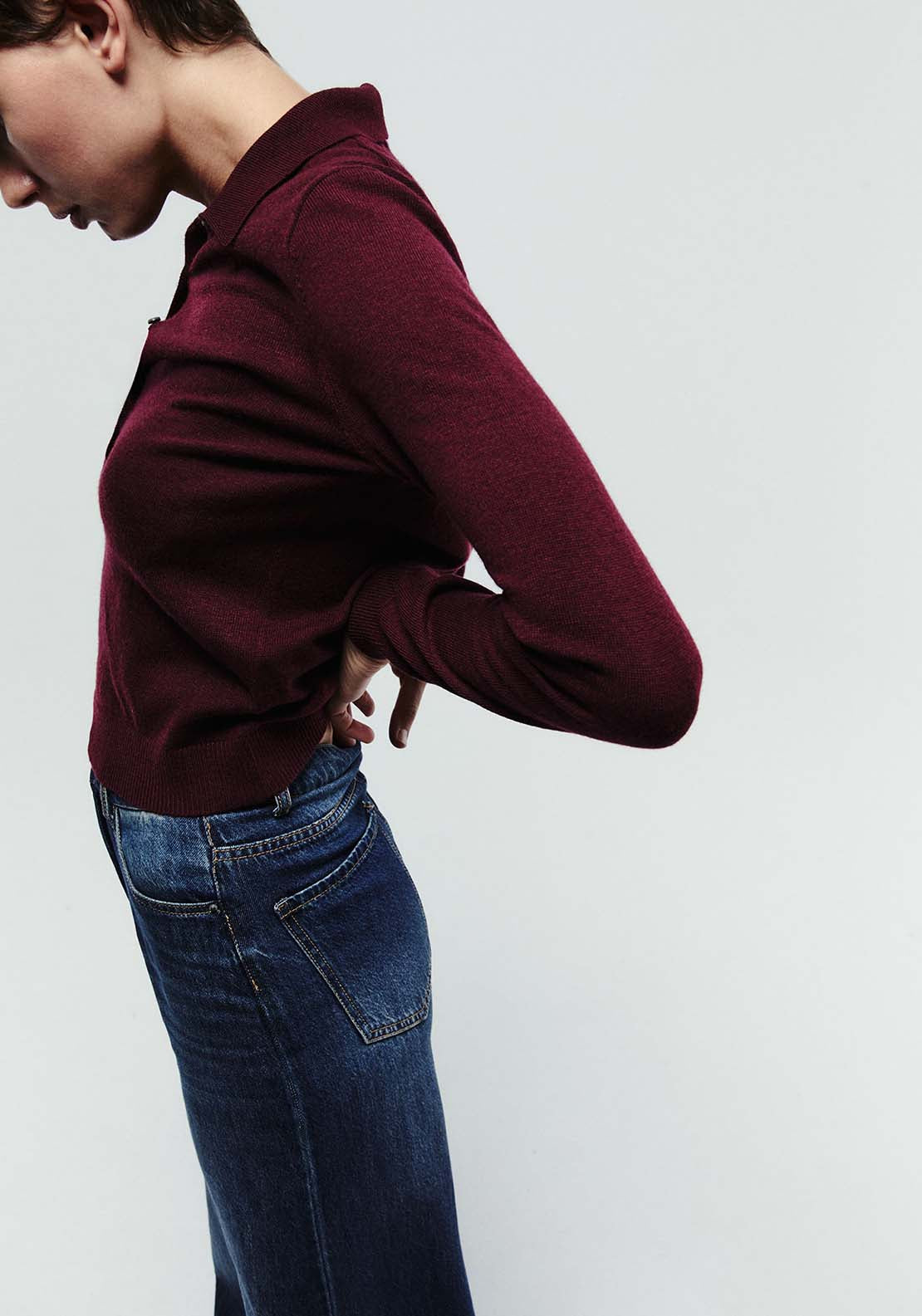 Polo Collar Sweater - Red